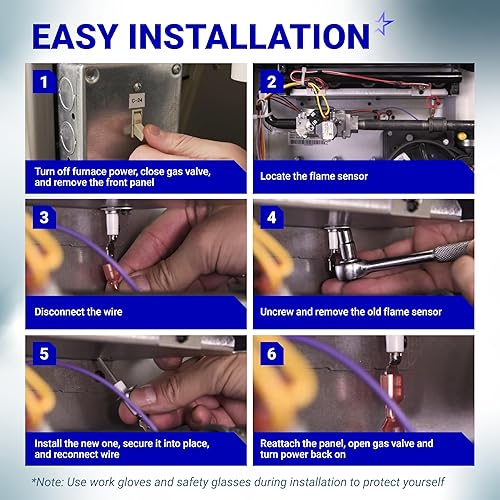 Miniatura 7 de BlueStars 0130F00010 - Pieza de repuesto para sensor de llama de horno, compatible con hornos Goodman Amana, sustituye a B1172606 B11726-06 20488501