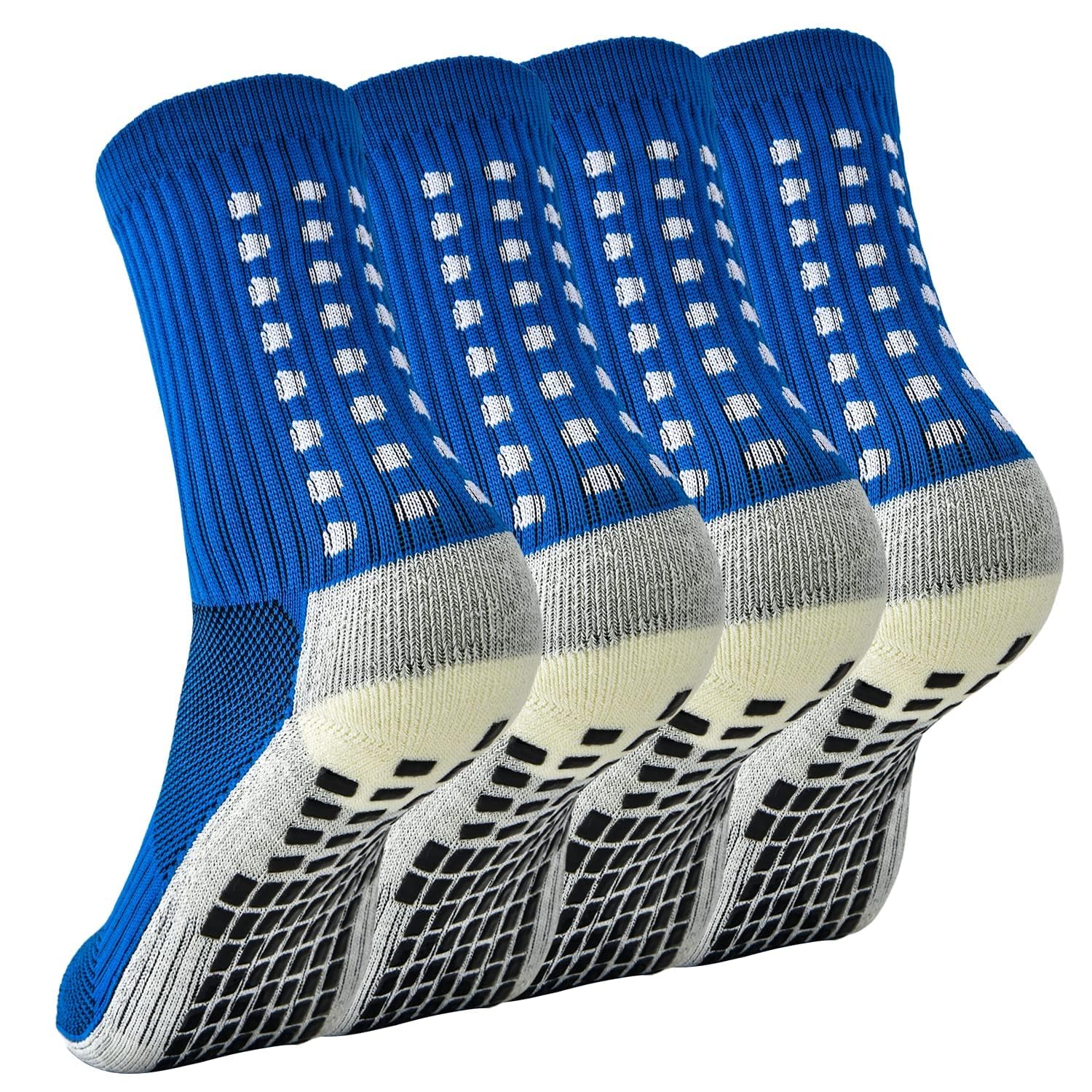 cheap4ukGrip Socks Football 2/3/4 Pairs Running Socks Trainer Socks for Men Women Kids with Rubber Dots Non Slip Football Grip Socks for Football Basketball Running Hiking Hockey