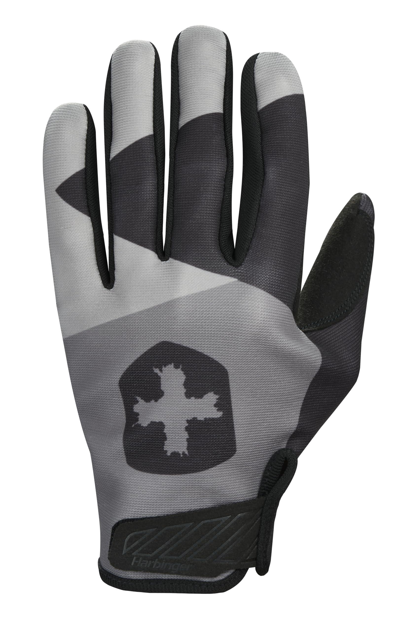 Harbinger Guanti Full-​Finger Shield Protect 2.0 – Touchscreen, Palmo in Micro Suede, Leggeri e Traspiranti, Strap in Velcro – Guanti da Palestra per Uomini, Nero/​Grigio, Grande