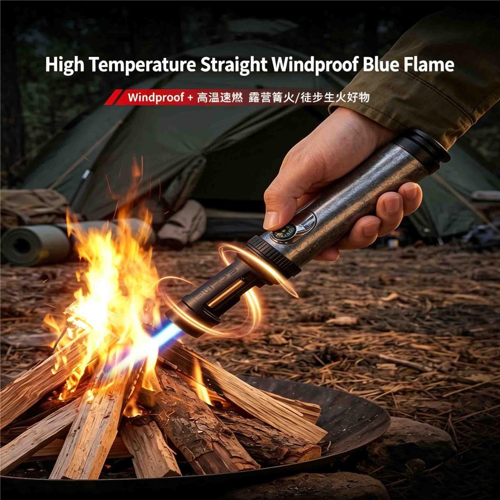 Briquet tempête au butane pour camping en plein air, barbecue, fabrication de desserts, bougies et survie – Outil polyvalent et fiable