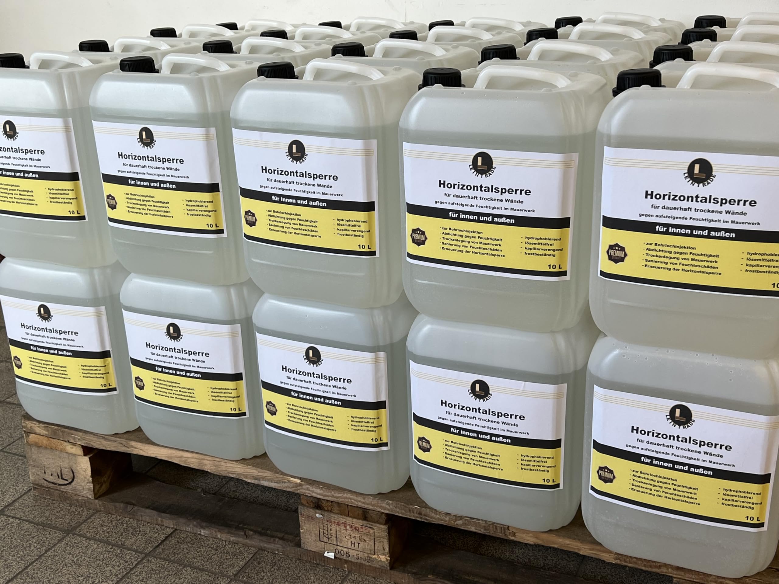 Pared seca (30 L), bloqueo horizontal permanente para interior y exterior, sellado de sótanos, inyección de agujeros de perforación 3 x 10 l