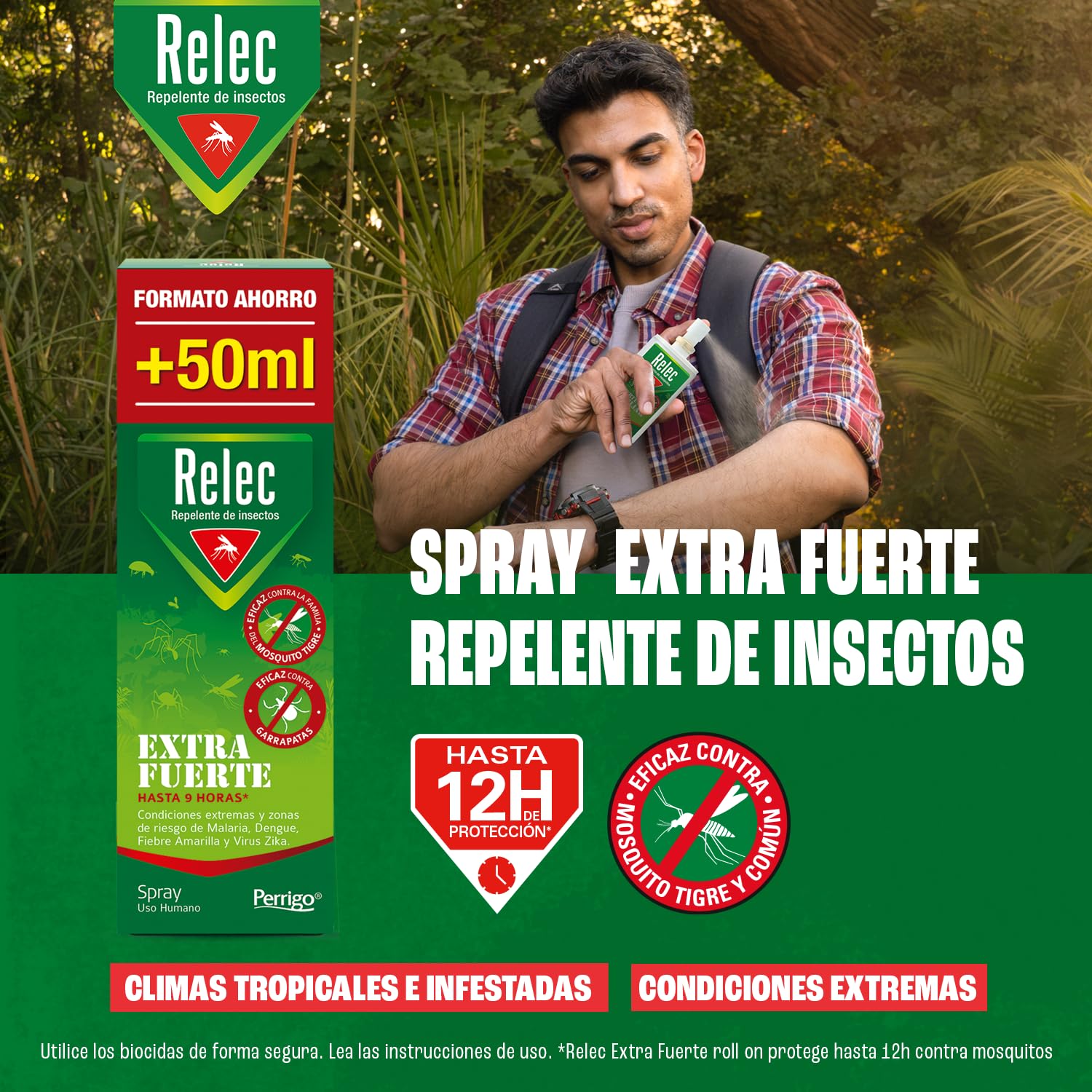 Relec Extra Fuerte Spray Antimosquitos, Repelente de Mosquitos 125ml, Eficaz Contra El Mosquito Tigre, Protección Contra las Picaduras de Mosquitos en Condiciones Extremas y Zonas Tropicales — view 2