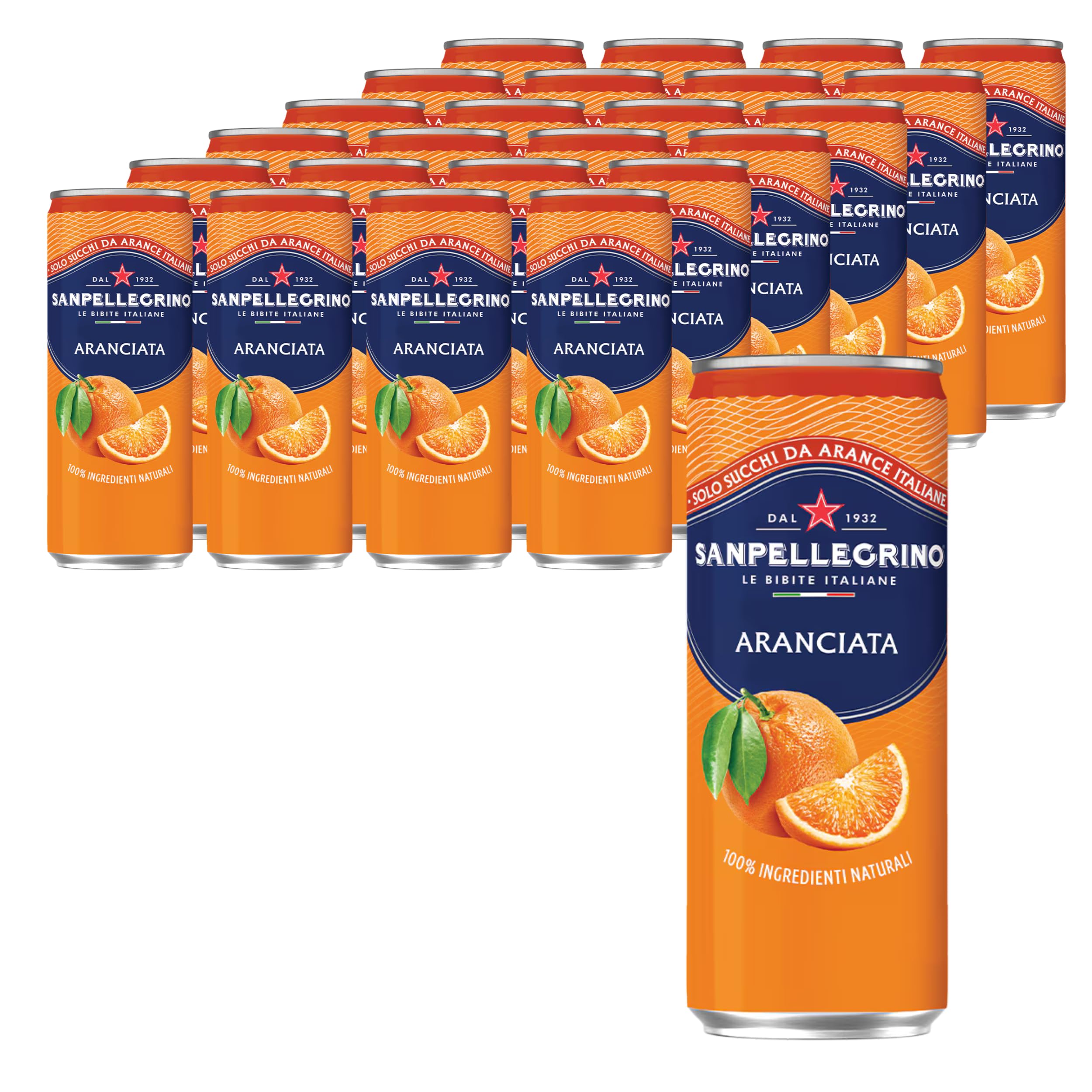 San Pellegrino Aranciata 33cl x 24 | Aranciata Frizzante in Lattina | Confezione da 24 Lattine da 330ml