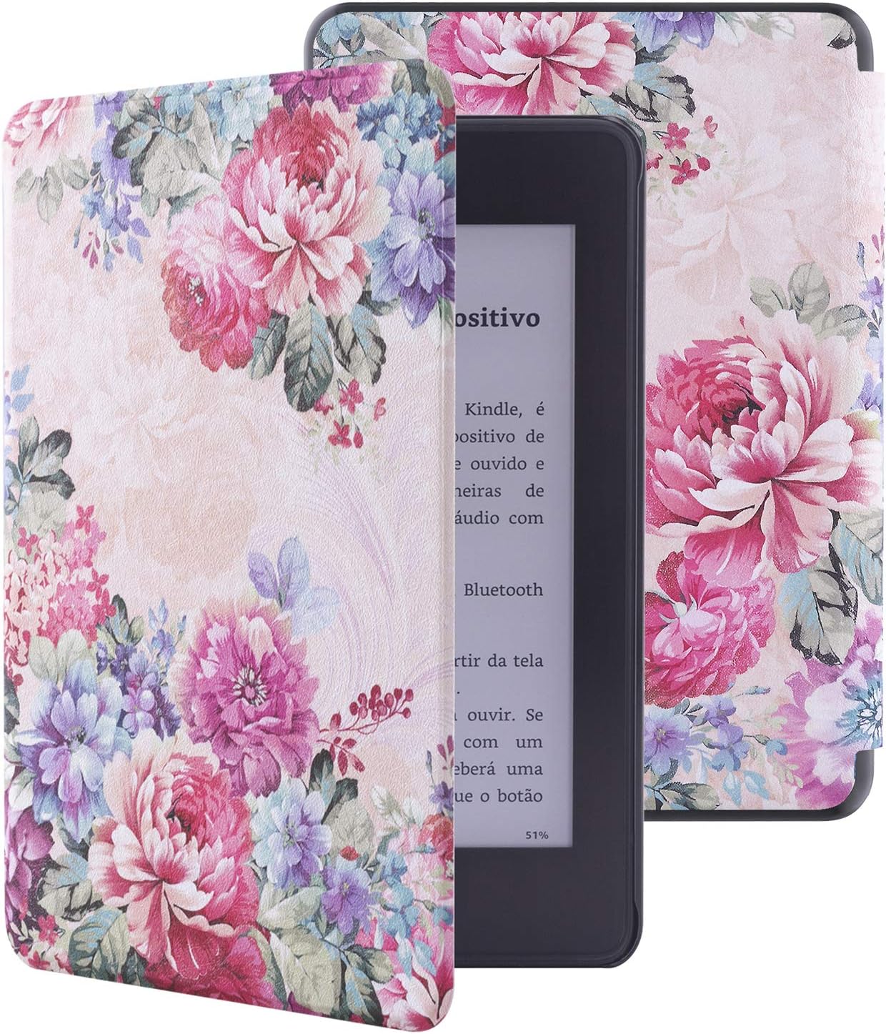 Vimorco Kindle Paperwhite Case 2018 Release for 10th Generation, Premium Lightweight Pu Leather with Auto Sleep/Wake for Amazon Kindle Paperwhite E-Reader, Jade Flowers