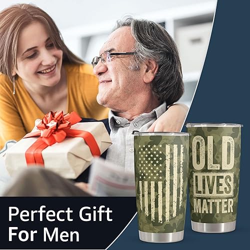 Vista 2 de Macorner Regalos para hombres – Vaso de acero inoxidable de camuflaje de 20 onzas – Regalos de jubilación y cumpleaños 40-70 para hombres, papá