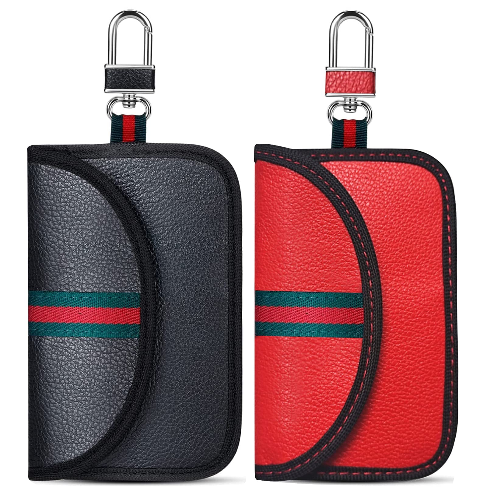 TERRIFI Faraday Bag for Car Keys, 2 Pack Pouch For Key Fob, RFID Anti-Theft Keyless Signal Blocker Protector Bag for Car Security, (Black+Red)