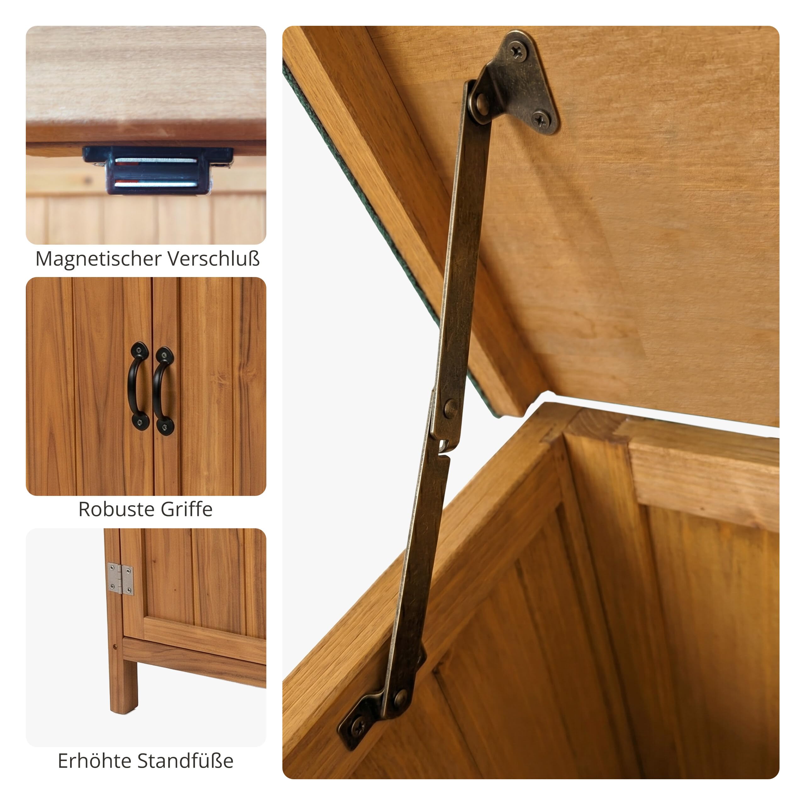 Relaxdays Gartenschrank, Holz, aufklappbares Dach, wetterfest, Einlegeboden, HBT: 88 x 75 x 44 cm, Gerätehaus, Hellbraun