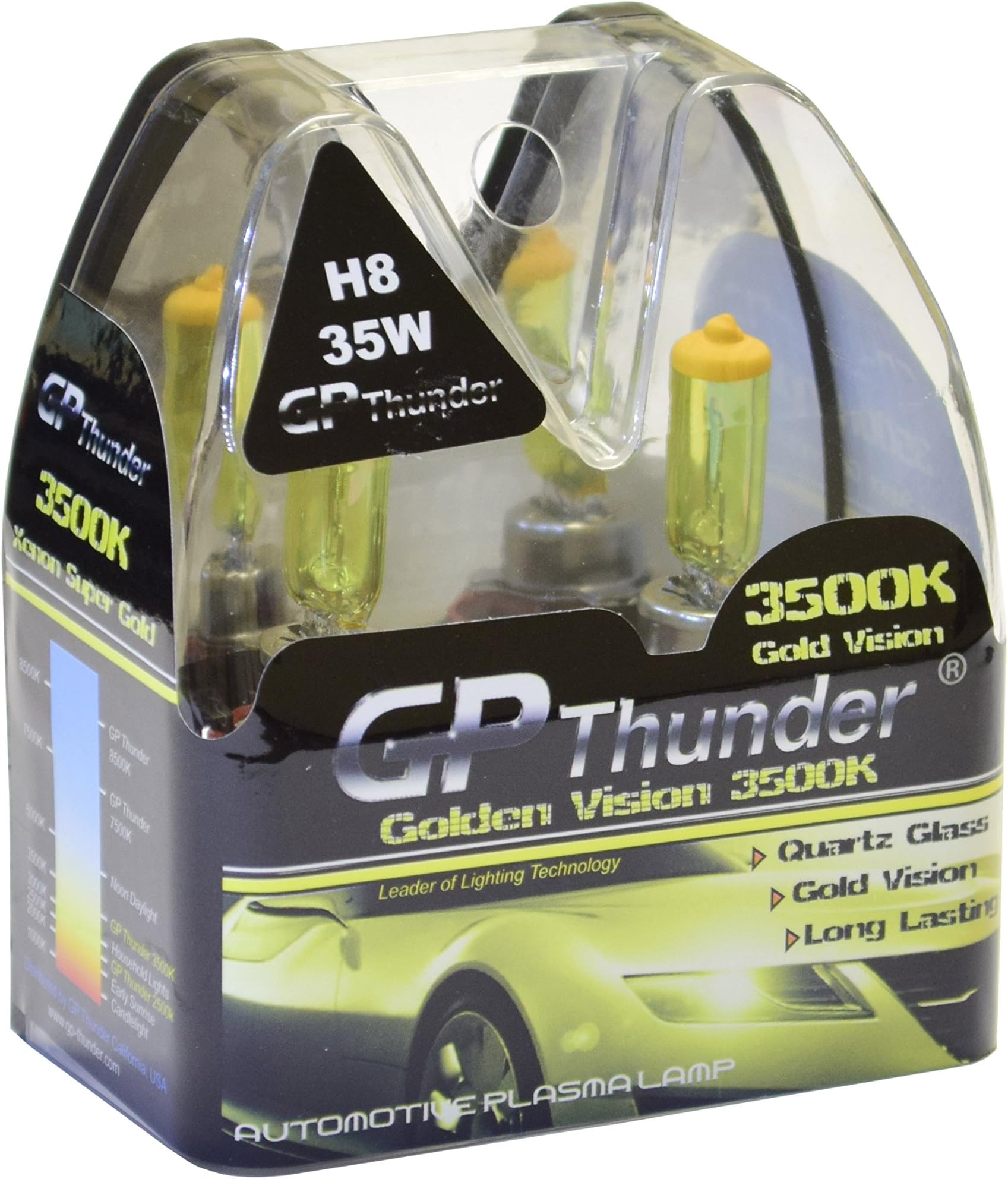 GP Thunder H8 3500K JDM Golden Yellow Xenon Halogen Light Bulbs Fog Lights/High Beam/Angel Eyes - SGP35K-H8