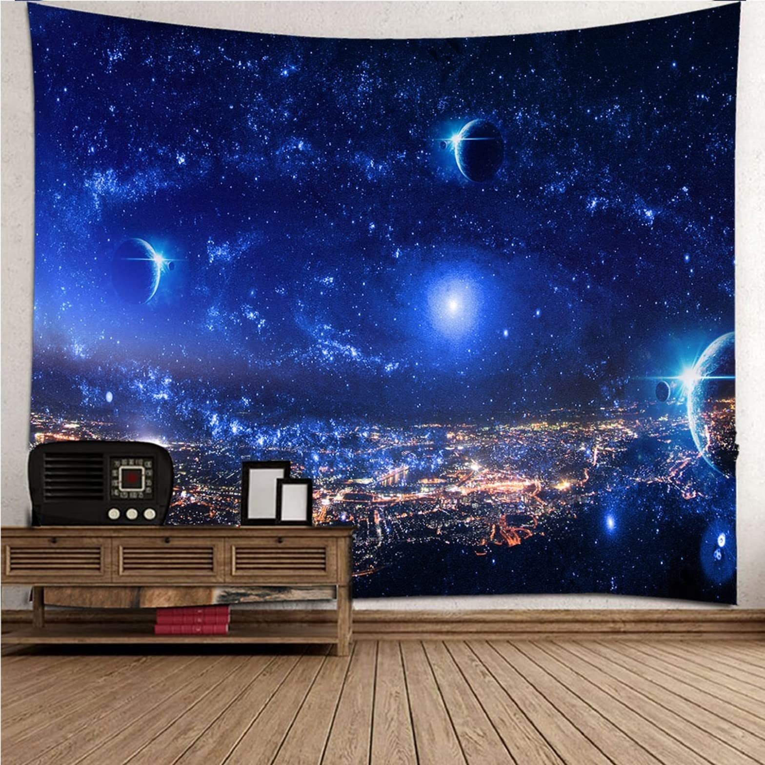 Ethereval Wall Tapestry Tapestries Trippy Cloth Starry Planet Nature Art Japanese For Bedroom Blue Wall Hangings Fabric Decorations 150x130cm