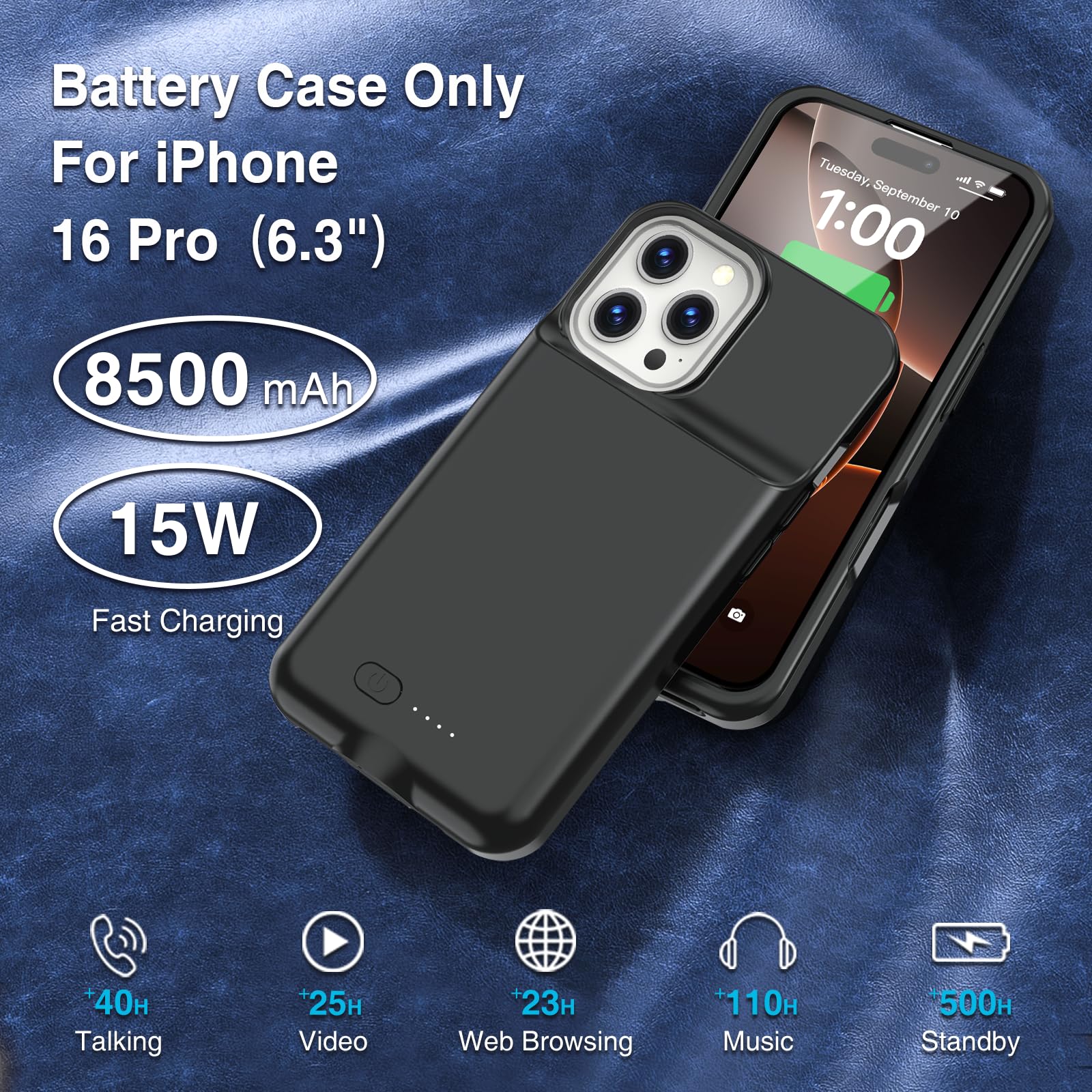 Amazon.com: Battery Case for iPhone 16 Pro, 15W Fast Charging Case