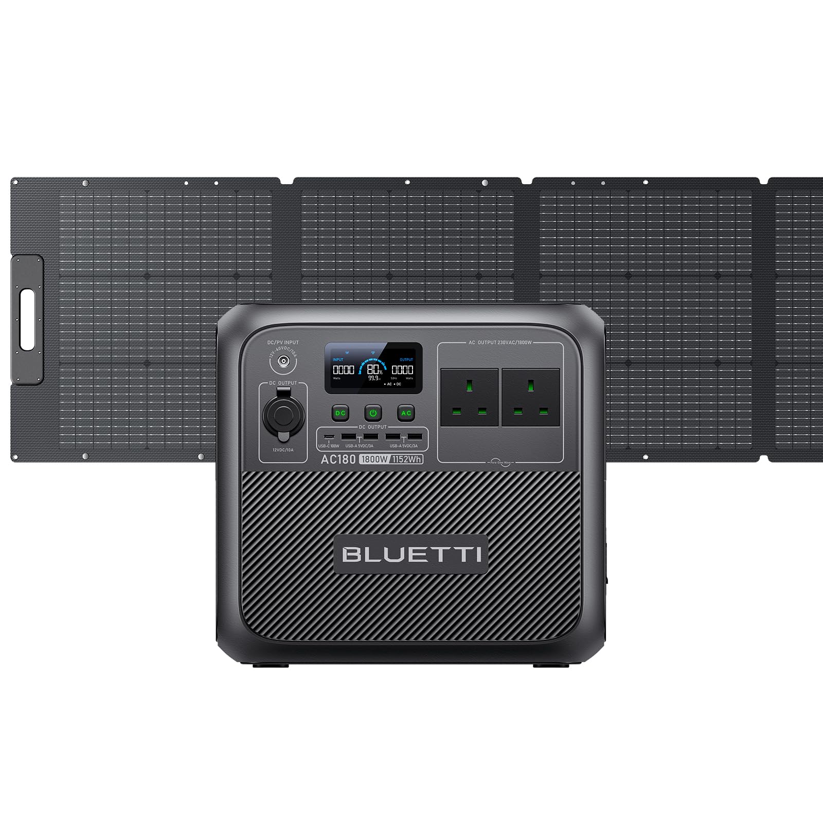 BLUETTI Solar Generator AC180 with 200W Solar Panel Included, 1152Wh Portable Power Station w/ 2 1800W(2700W Surge) AC Outlets, LiFePO4 Emergency Power for Camping, Off-grid, Power Outage
