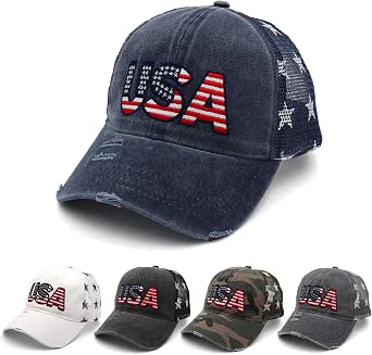 4th of July American Flag Trucker Hat for Women and Men