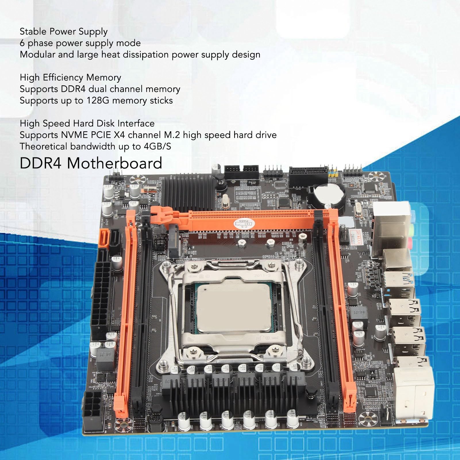 Topiky Scheda Madre PC X99 P4 Alimentatore a 6 Fasi Ad Alta velocità per PC Desktop con CPU E5 2680V3 e Interfaccia Multipla