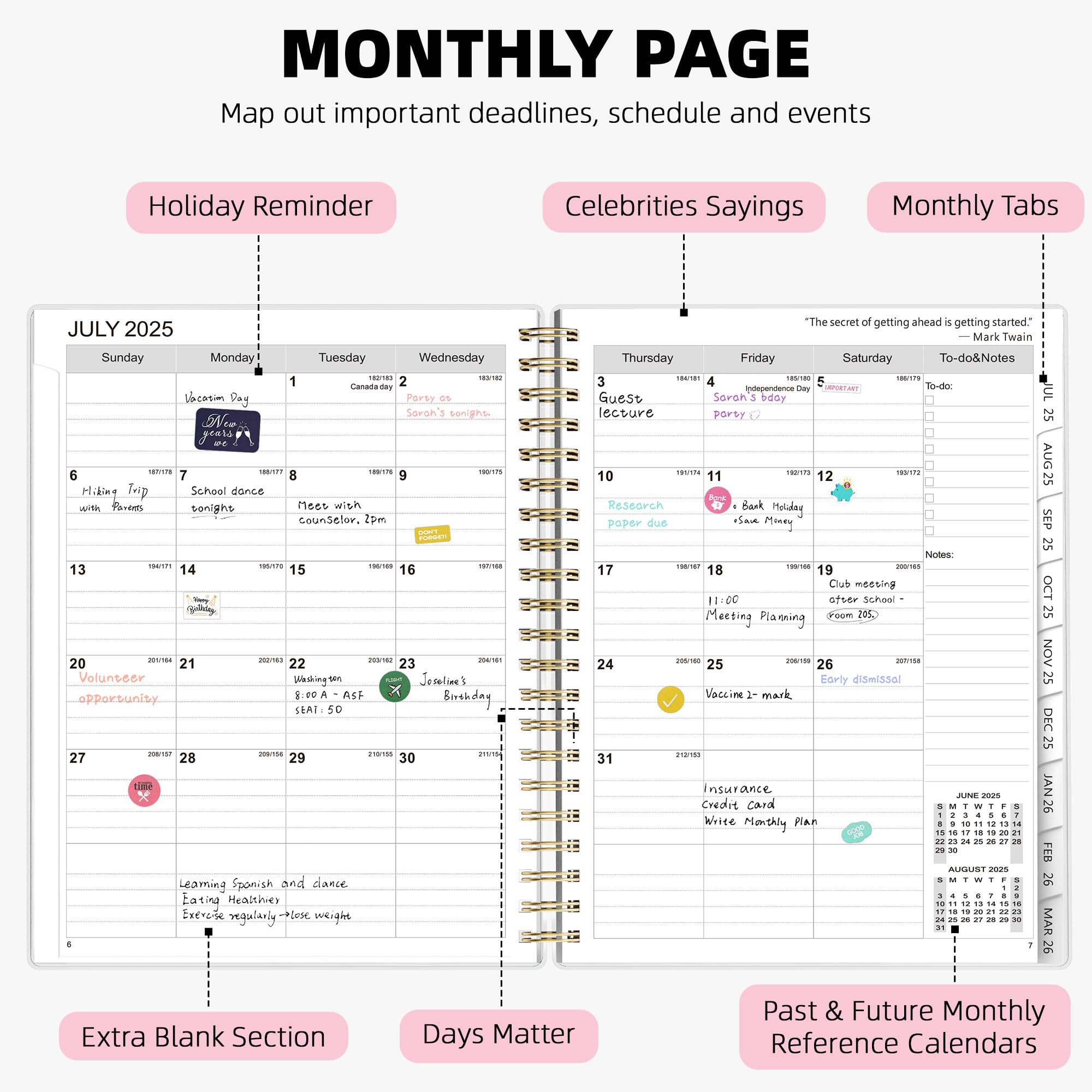 Aazon.co : Ospelelf Desk Calendar 2025-2026 Large 22"x17" Onthly