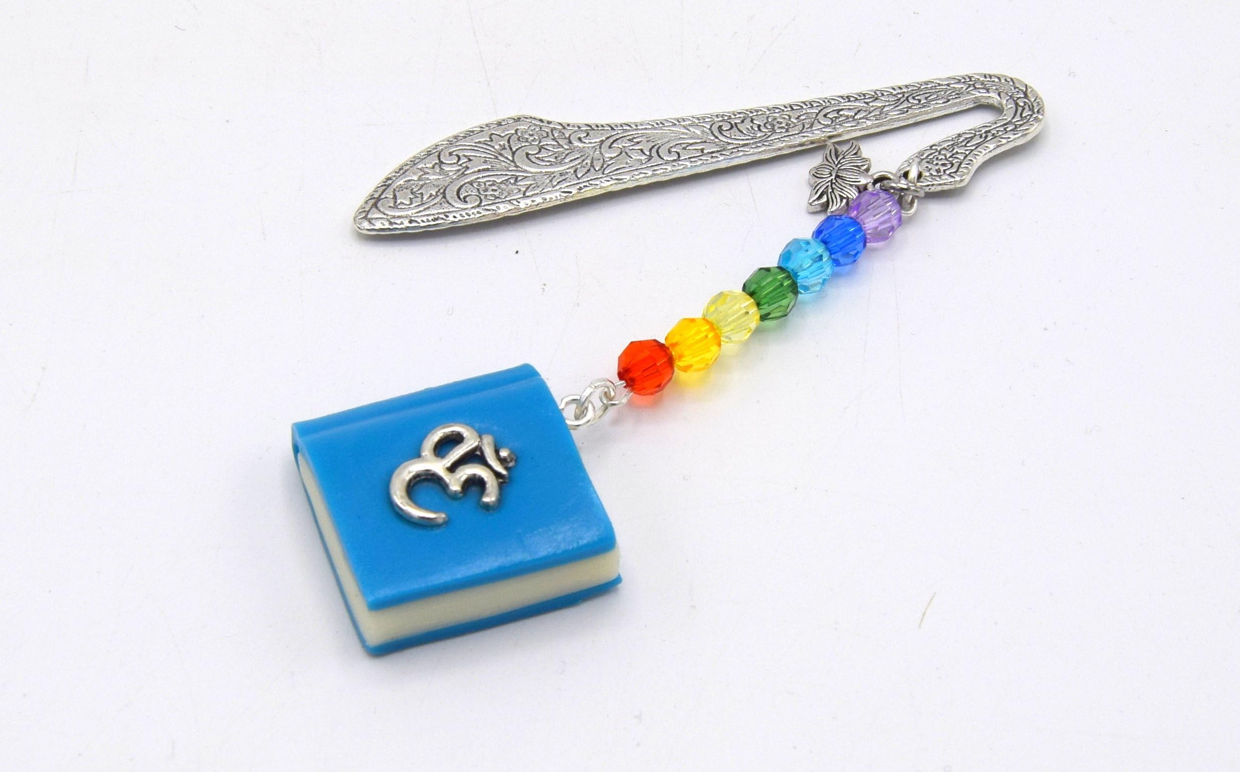 Bookmark OM phosphorescent book, bookmark page book miniature polymer clay, book bookmark Buddha, bookmarks gift, chakra, Hinduism