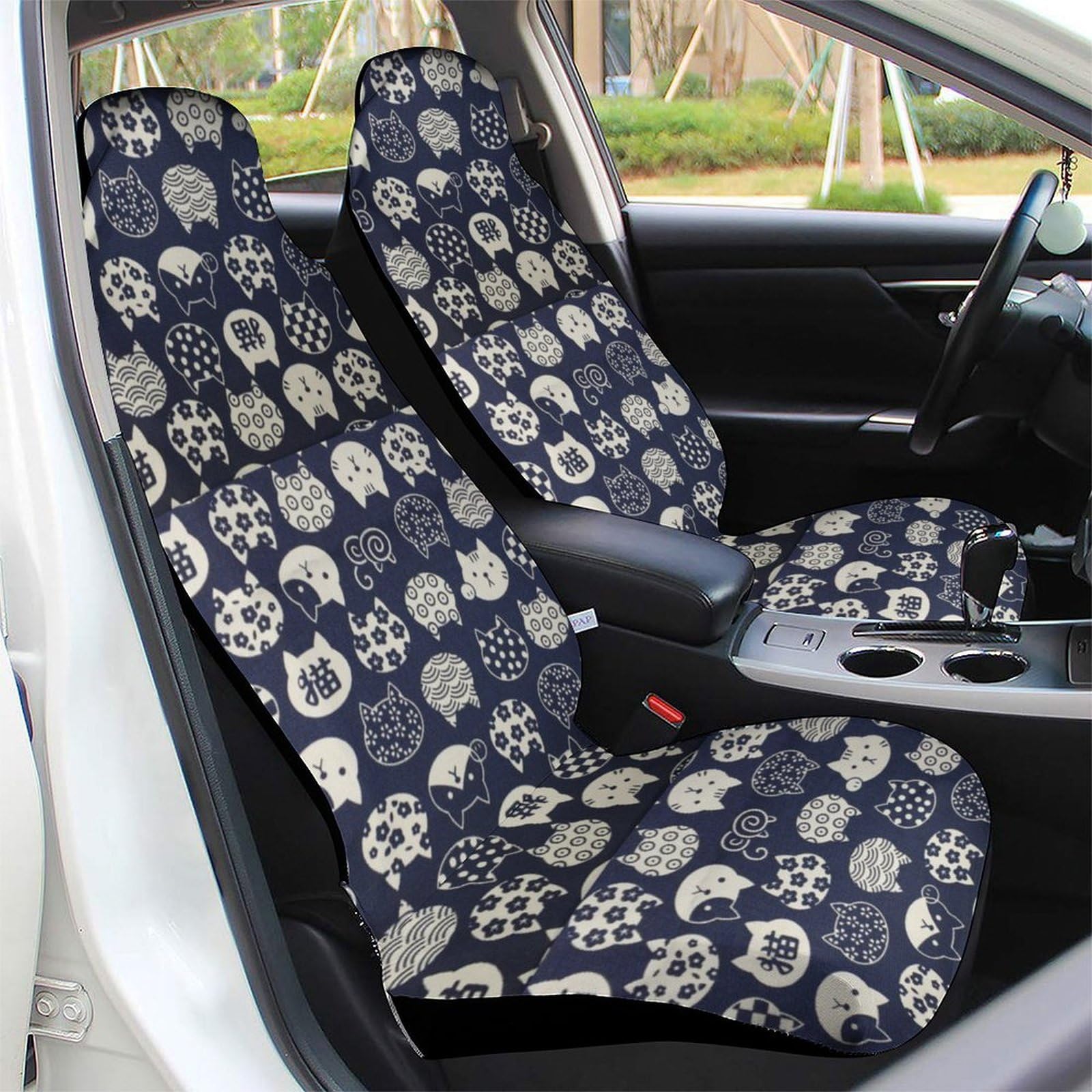 Autobezug Sitze vorne, Katze Glücksmuster Autositzbezug, Universal Autositzschoner