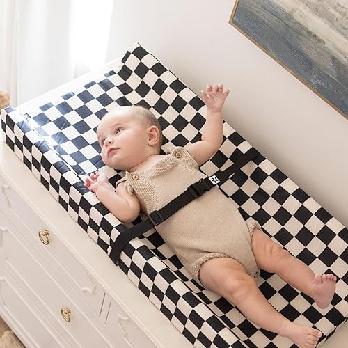 Miniatura 6 de Tiny Twinkle Cambiador de pañales portátil con correa de seguridad  Cambiador de pañales de 16 x 31 pulgadas para guardería, cómoda, viajes,