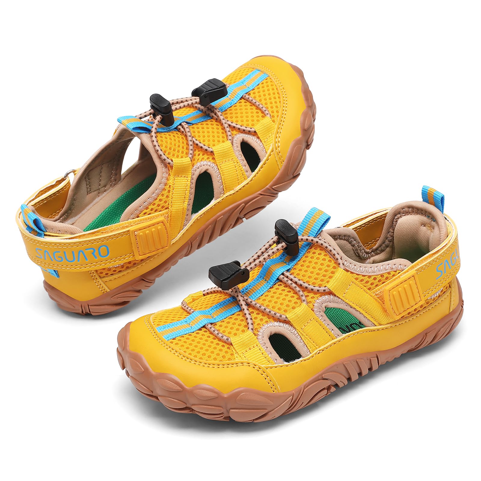 SAGUARO Kinder Geschlossene Sandalen Outdoor Rutschfest Trekkingsandalen mit Breiter Zehenbox und Zero-Drop Solhe,Gr.24-36