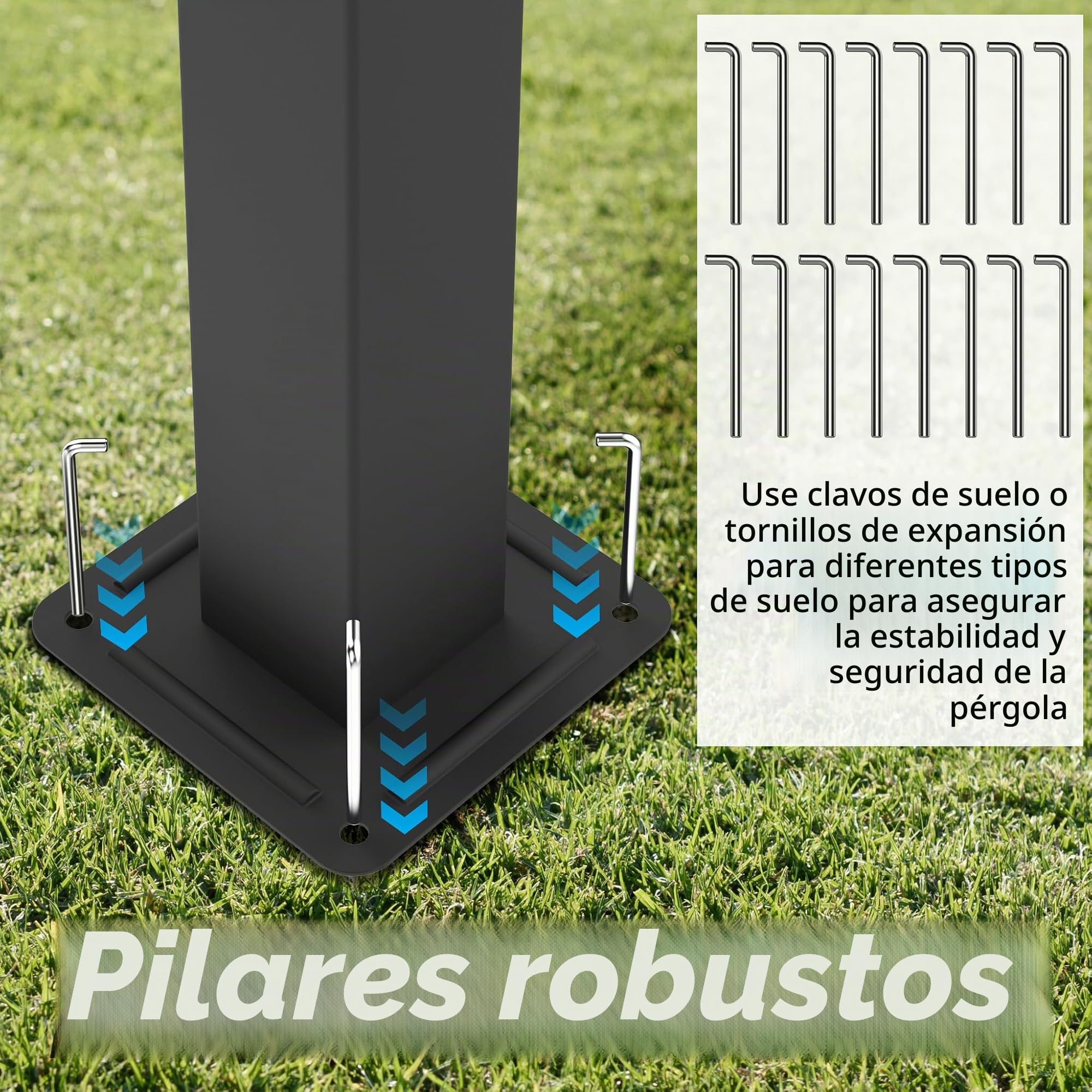UISEBRT Pérgola metálica de 3 x 3 m, impermeable, estable, resistente al invierno, pabellón con techo de lamas, cubierta independiente con techo corredizo, protección solar para jardines y terrazas