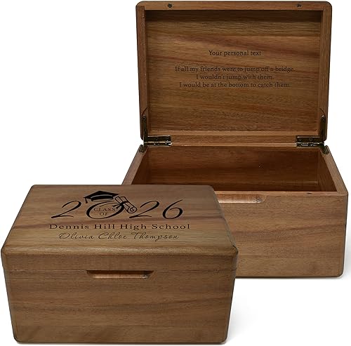 Miniatura 81 de Caja de madera grabada personalizada grande – Caja de recuerdo de madera de acacia con mensaje oculto personalizado, cajas de memoria de nogal para