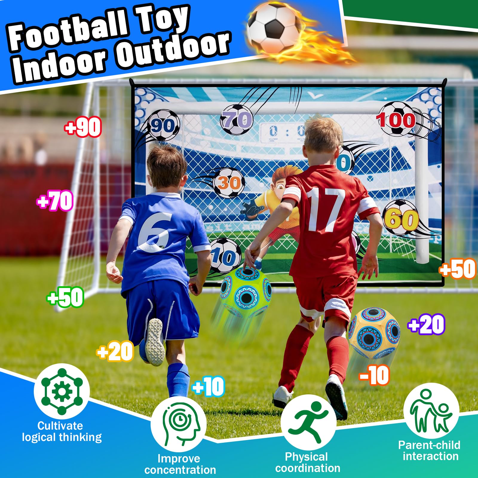 Juego De Fútbol Con Portería De Tela Y Balones De Velcro – Para Interior Y Exterior, Incluye Bomba Y Picos, Regalo Para Niños 3-12 Años