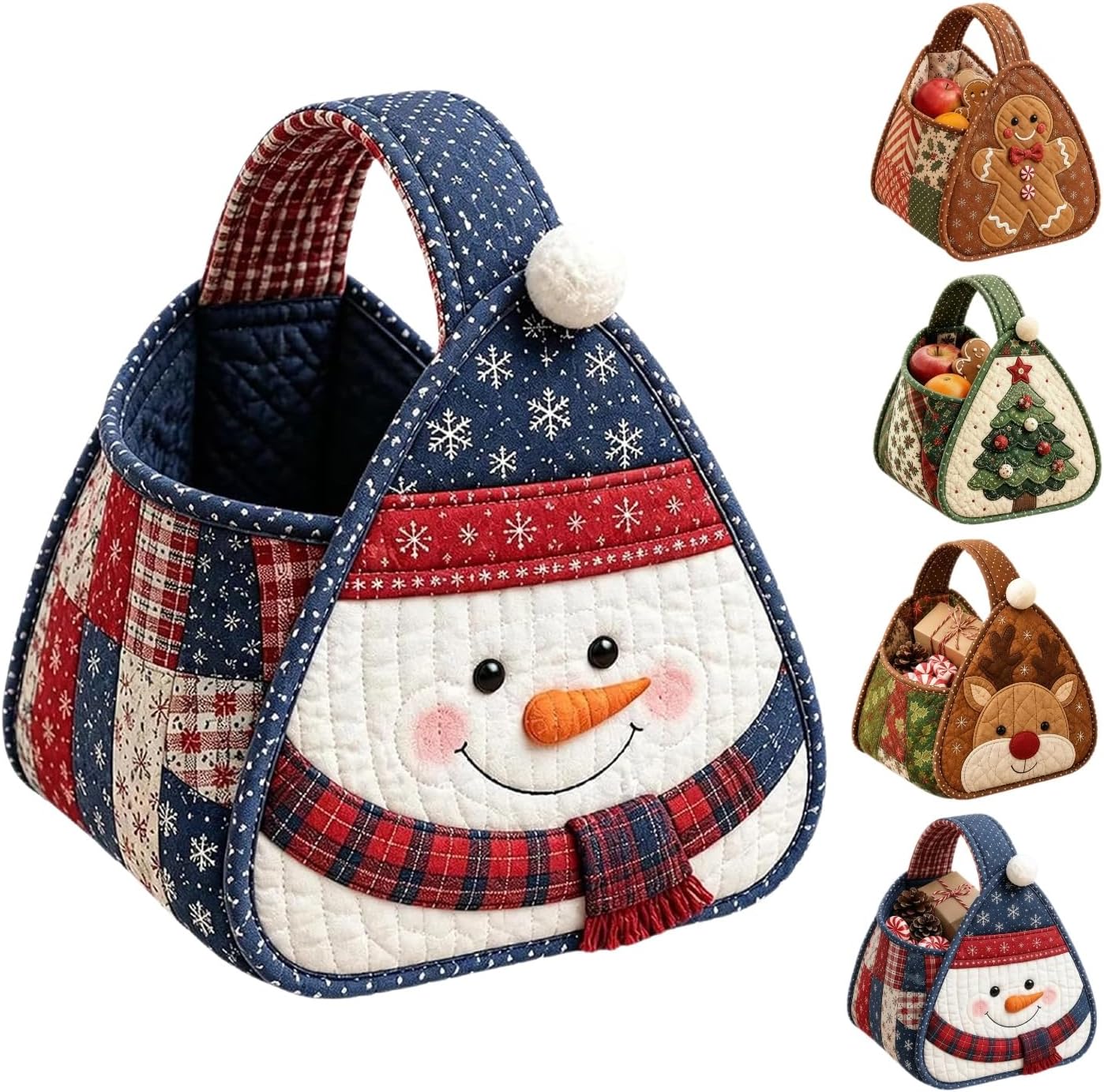 Christmas Character Quilted Carry Basket, DIY Fabric Sewing Kit, for Adults