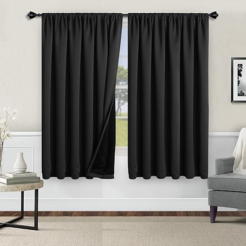 WONTEX - Cortinas blackout con espacio para barra, para sala de estar, 2 paneles