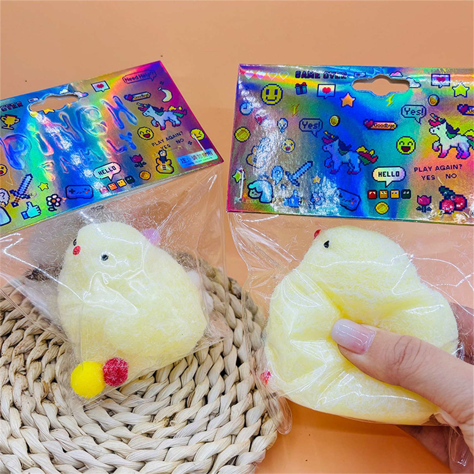 AM ANNA 2 Pcs Handmade Chicken Taba Squishy Chick Soft Squishy Fidget Toys Silicone Squeeze Toys for Stress Relief, Chicken Silicone Squeeze Toys for Kids & Adults