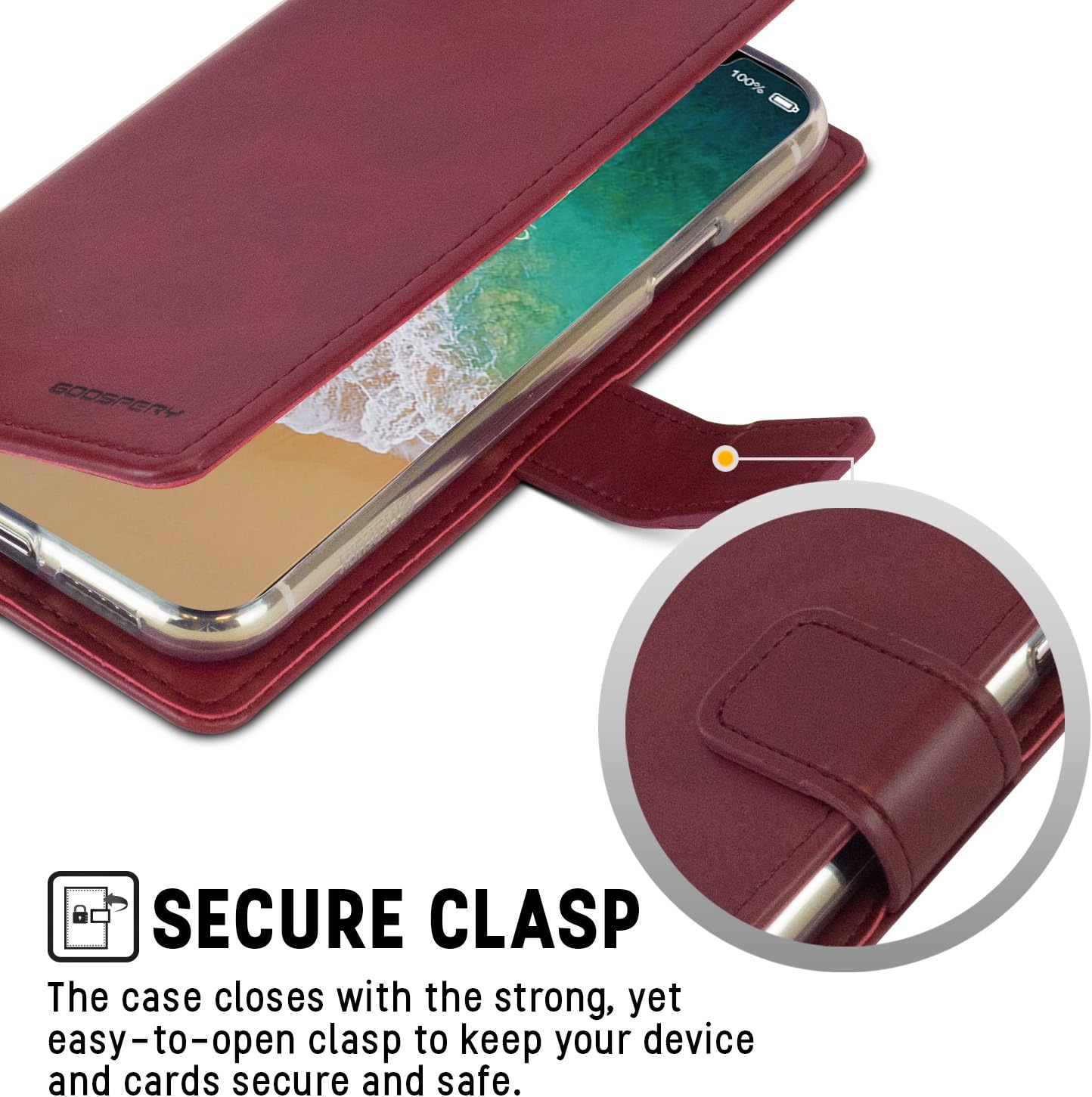 GOOSPERY Blue Moon Wallet for Apple iPhone Xs Case (2018) iPhone X Case (2017) Leather Stand Flip Cover (Wine)