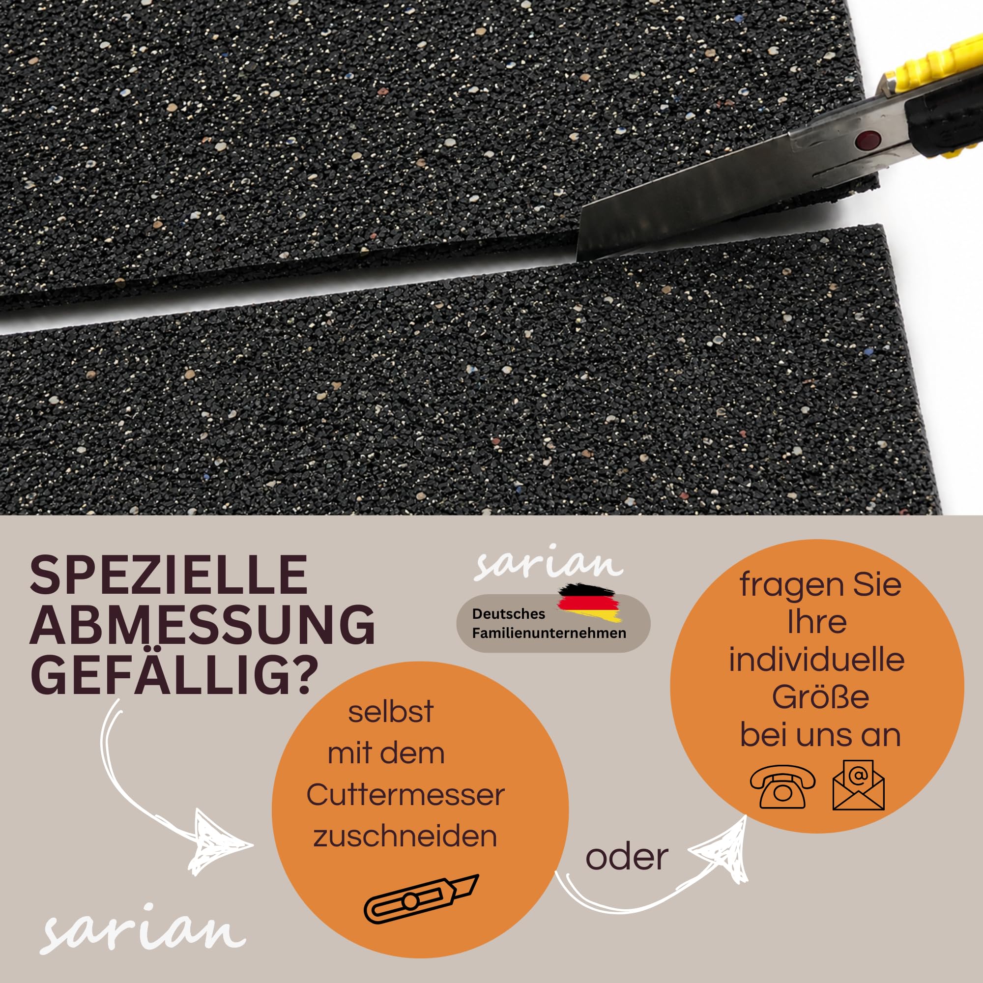 sarian Bautenschutzmatte STÄRKE: 3mm BREITE: 1000mm (1m) LÄNGE: 4000mm (4m) Gummimatte Ladungssicherung Schutzmatte Gummigranulat (Länge: 4 Meter)