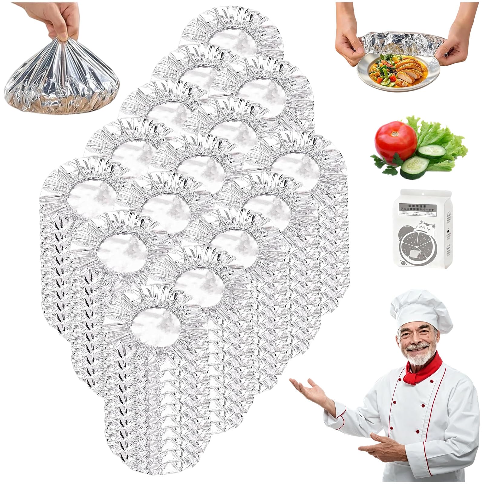 Reusable Aluminum Foil Food Covers: Heat Insulating & Thickened Elastic Lids for Hot Meals, Fresh-Keeping Tin Foil Bowl Covers for Kitchen Food Storage, Picnics and Leftovers (150 Pcs)