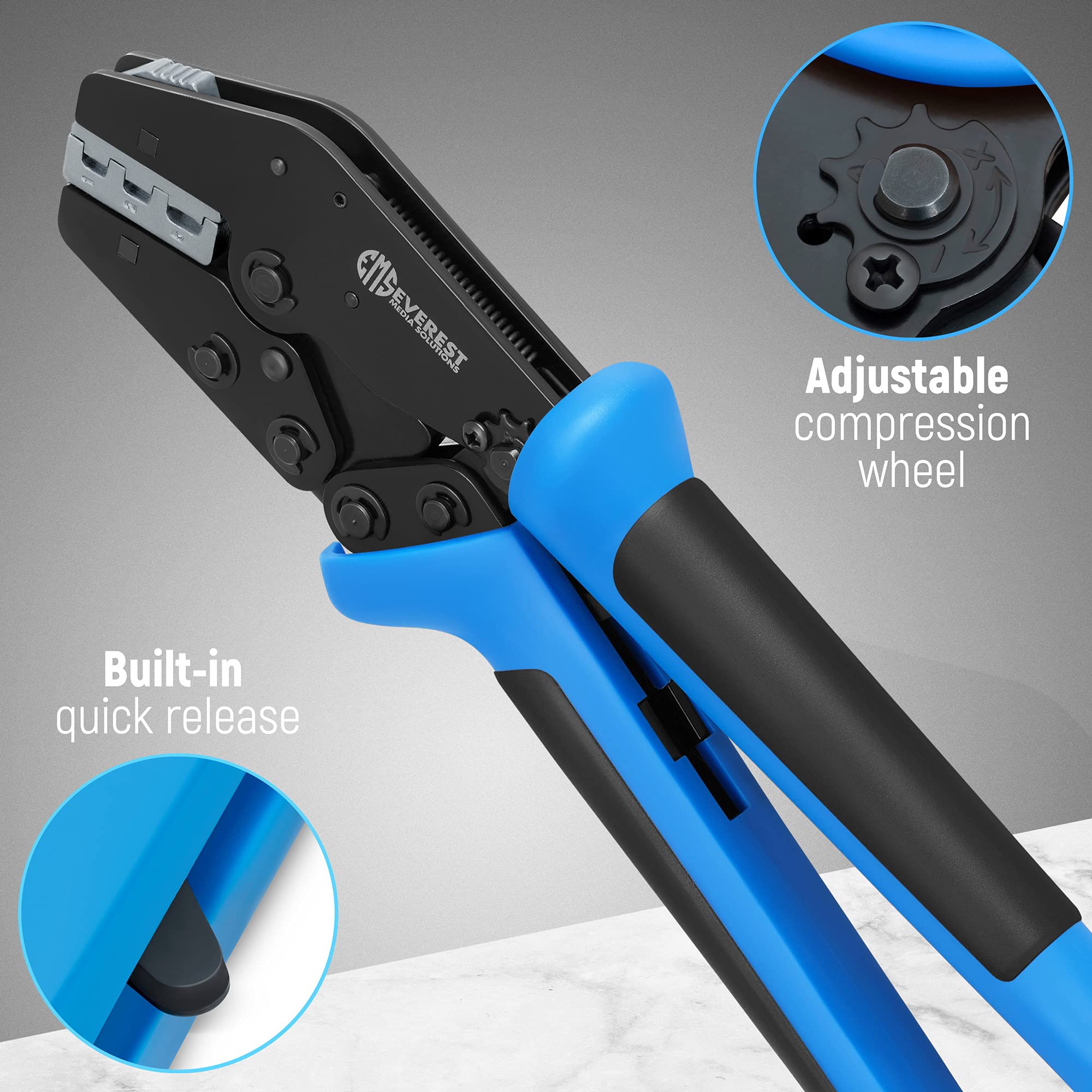 EMS 9" Plus Ratcheting Wire Crimper Tool Set With 6 Crimping