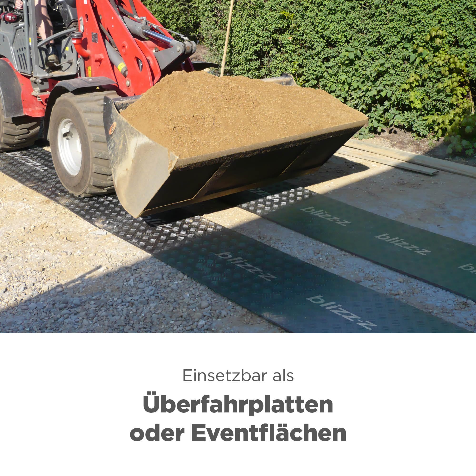 blizz-z Bodenschutzplatte flex Maße: 1,2 x 2,4 m x 12 mm (4 Stück) | Baggermatraze, Überfahrplatten bis 20 Tonnen Last | für Baustellen, Gärten, Events | Made in EU