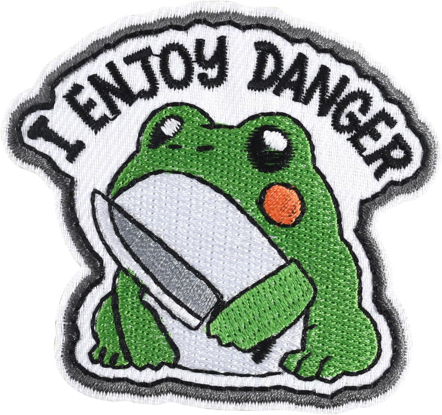 I Enjoy Danger Patch, Cute Green Frog with Knife Tactical Embroidery Morale Patch, Hook and Loop for Backpack, Hoodie, Hat, Dog Harness, Military Uniform, Funny Cute But Deadly Meme Badge Gifts
