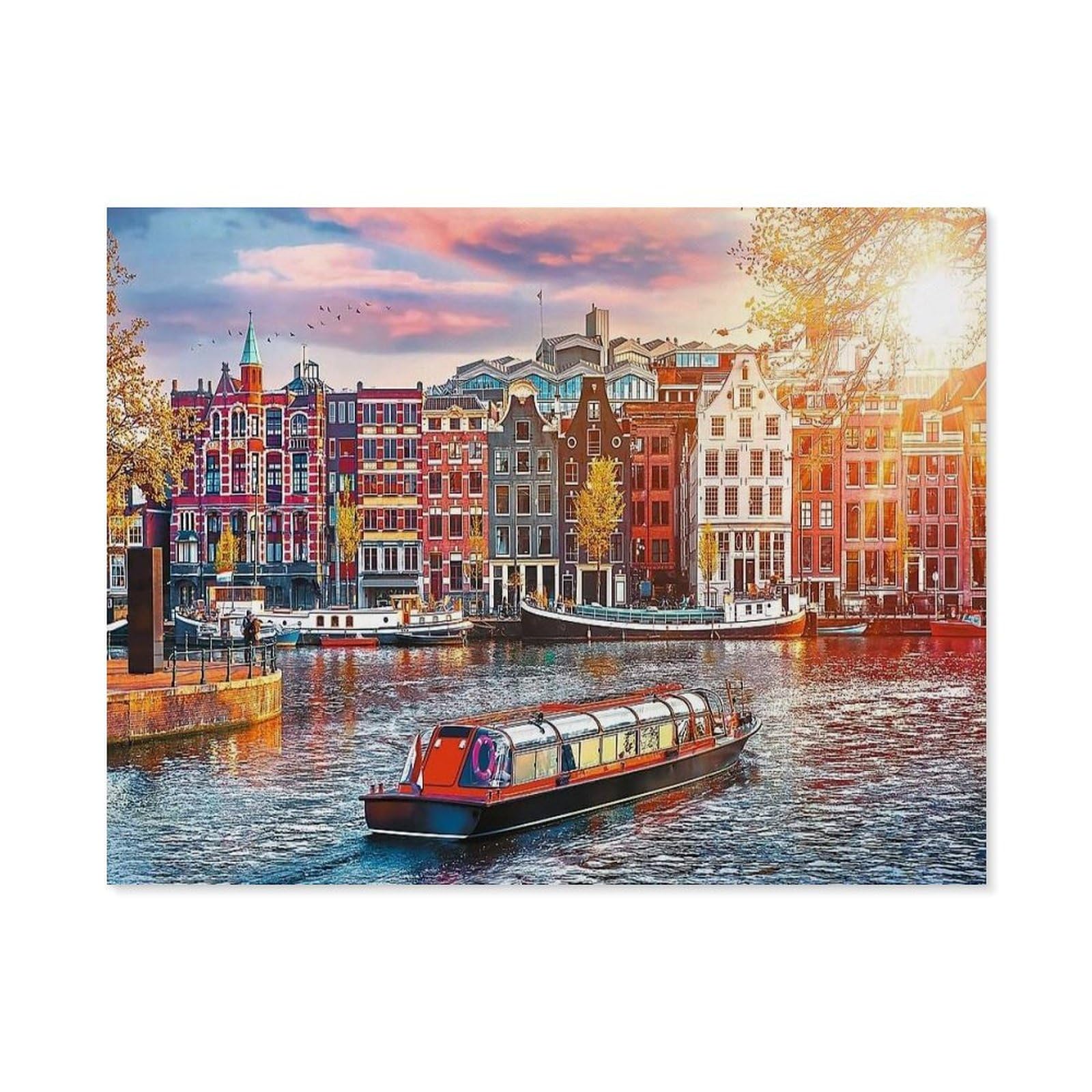 GSBRSNTS Paint by Numbers for Adults，Amsterdam, Netherlands，DIY Oil Painting Kits for Adults Kids Without Frame with Brushes and Acrylic Pigment Paint by Numbers Canvas Arts Crafts (40x50cm-D76