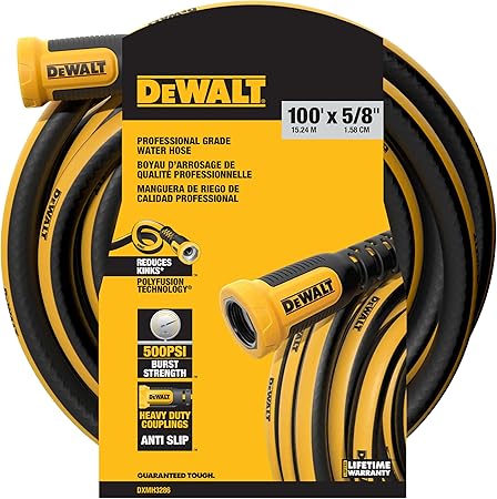 DEWALT Professional Grade Heavy Duty Garden Hose 100 Feet x 5/8 Inch