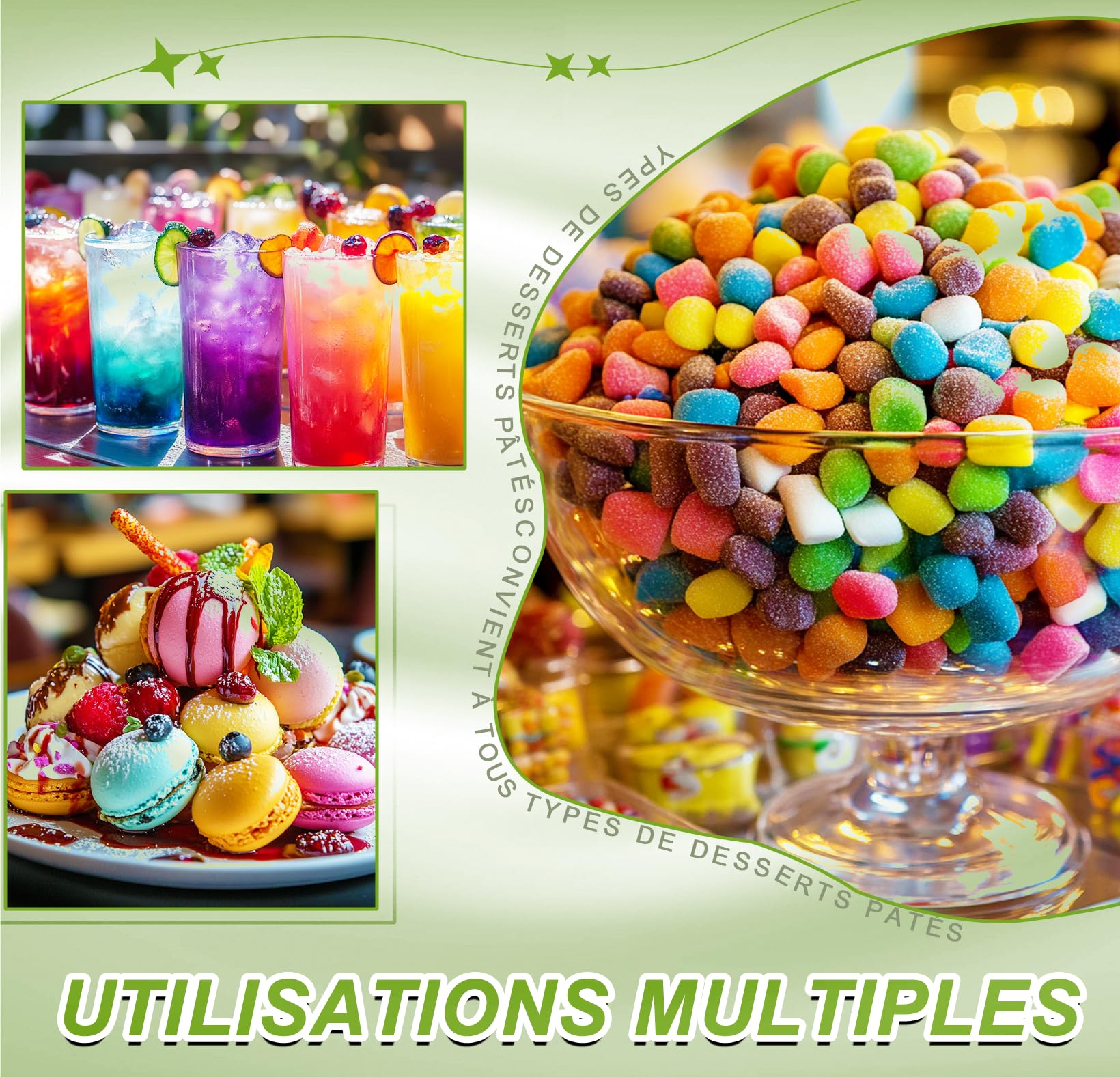Colorant Alimentaire Poudre - 24 Couleurs Concentré Colorants Alimentaires pour Gâteau, Vegan, Peinture Alimentaire Poudre pour Glaçage, Fondant, Cuisson, Biscuits, Macarons, Bonbons - 2 g