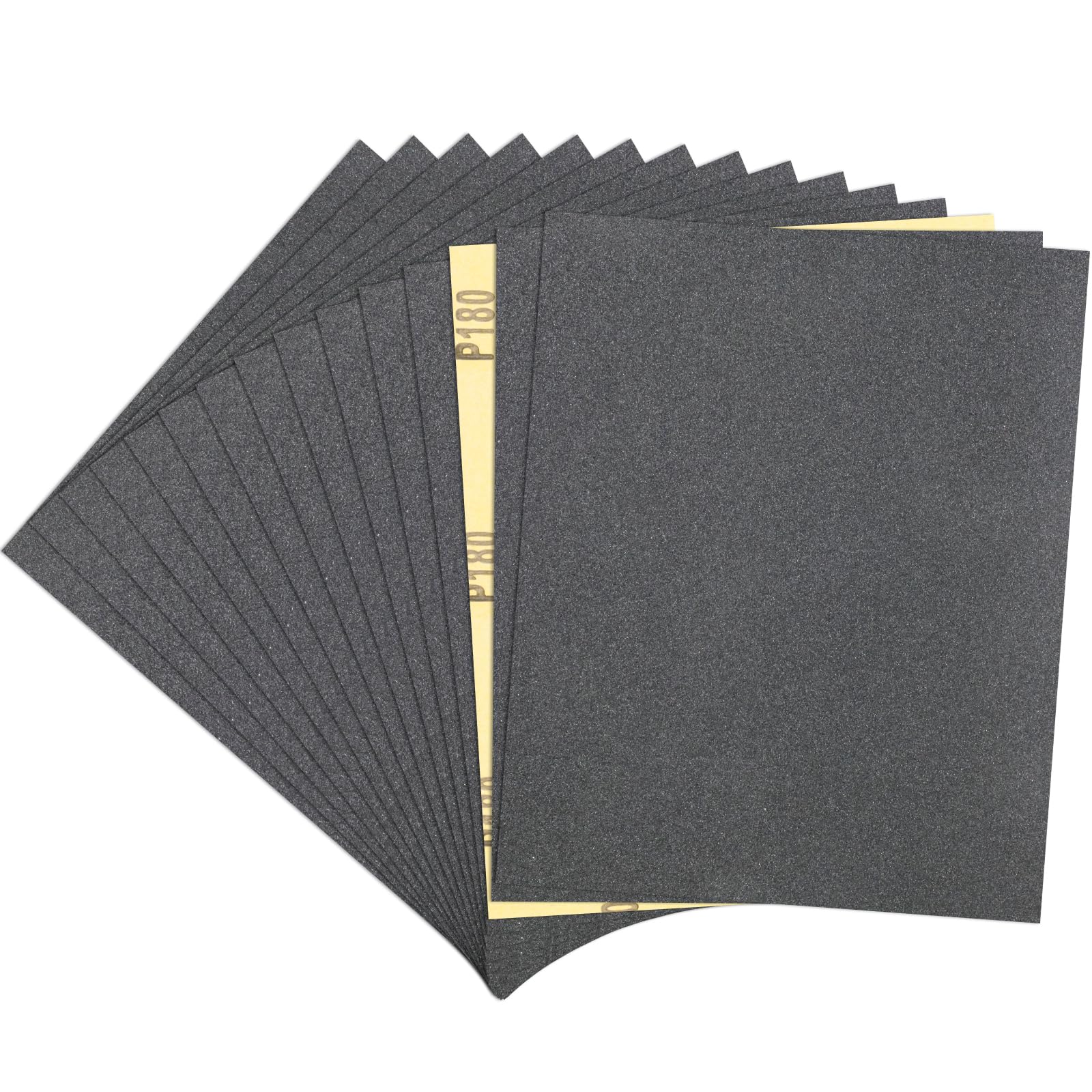 15 Pcs Sandpaper 180 Grit Wet and Dry Sandpaper Sheets, 9 x 11 Inch Sand Paper Pack for Wood Furniture, Walls, Metal, Automotive Polishing & Finishing