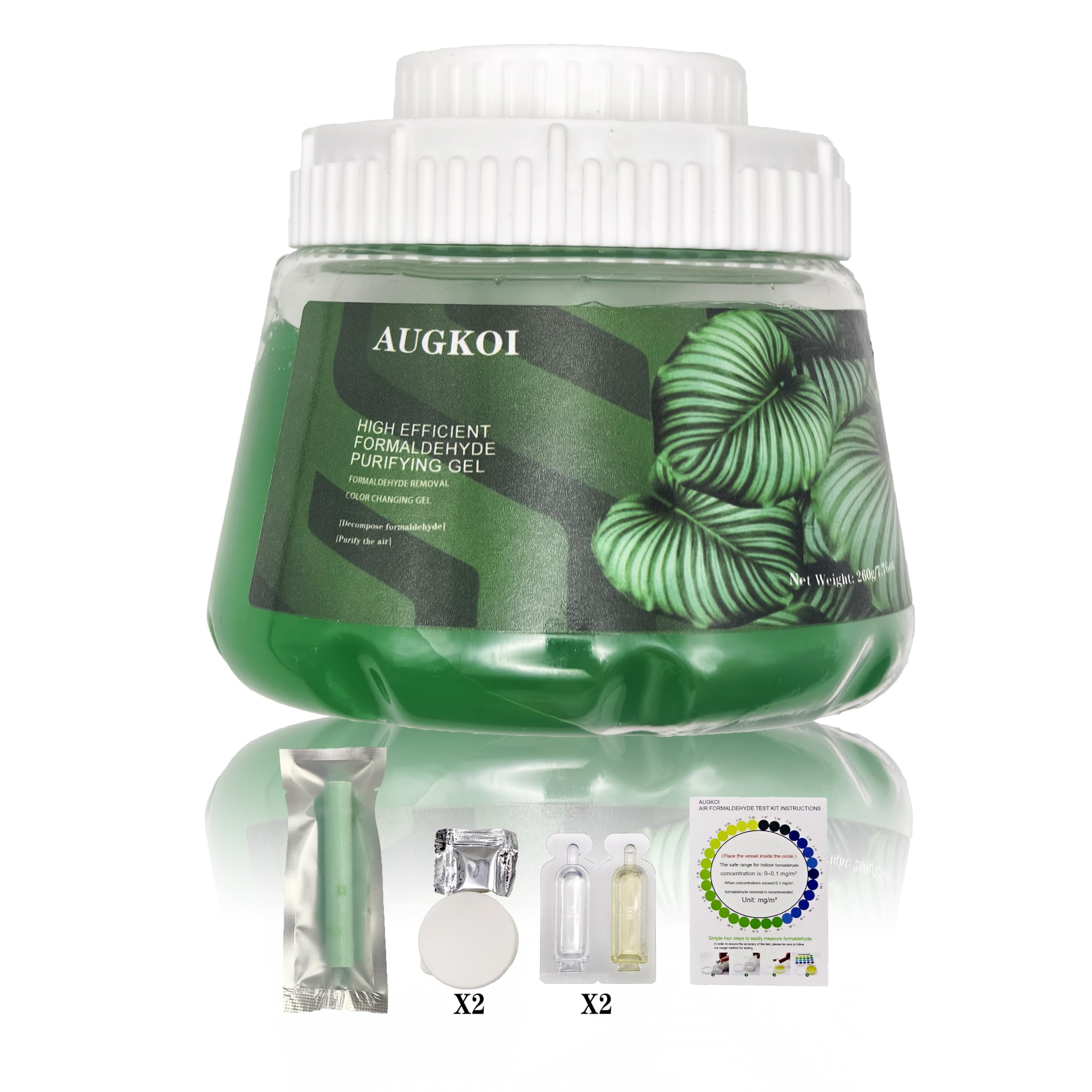 AUGKOI Formaldehyde Removal Gel + Detection Kit, Strong Odor Eliminator, More Effective than Activated Charcoal, Room Deodorizer, Multi-purpose Air