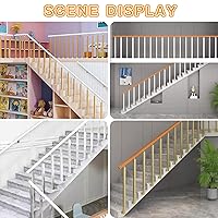 Vista 10 de 42/40/38/36/34in Square Stair Baluster Posts- 270° Adjustable Metal Railing Spindles with Flat Bracket Base and Screws Kits; Iron Posts are Suitable