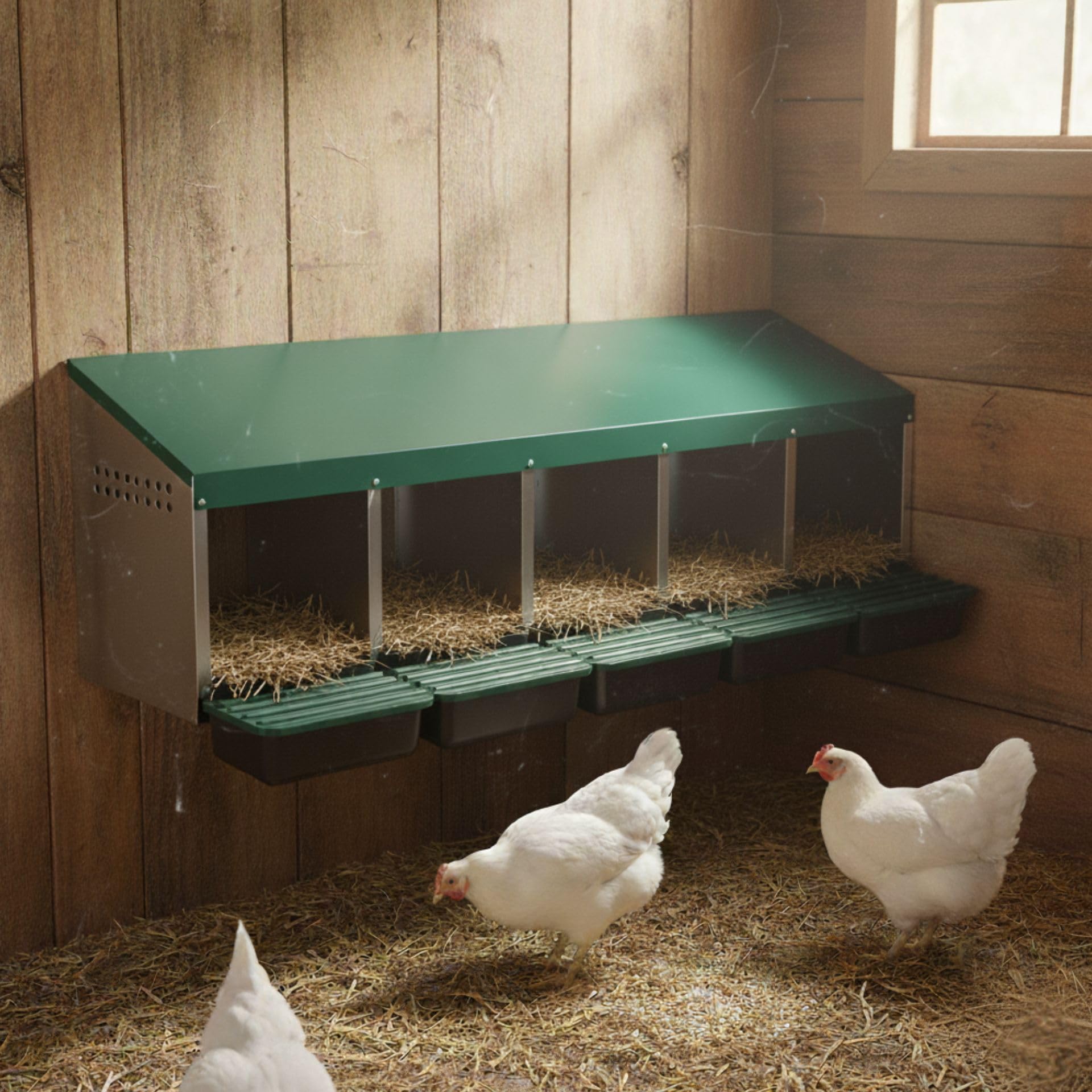 Agrarzone Nido per galline esterno in metallo 5 scomparto Raccolta uova esterna Resistente alle intemperie