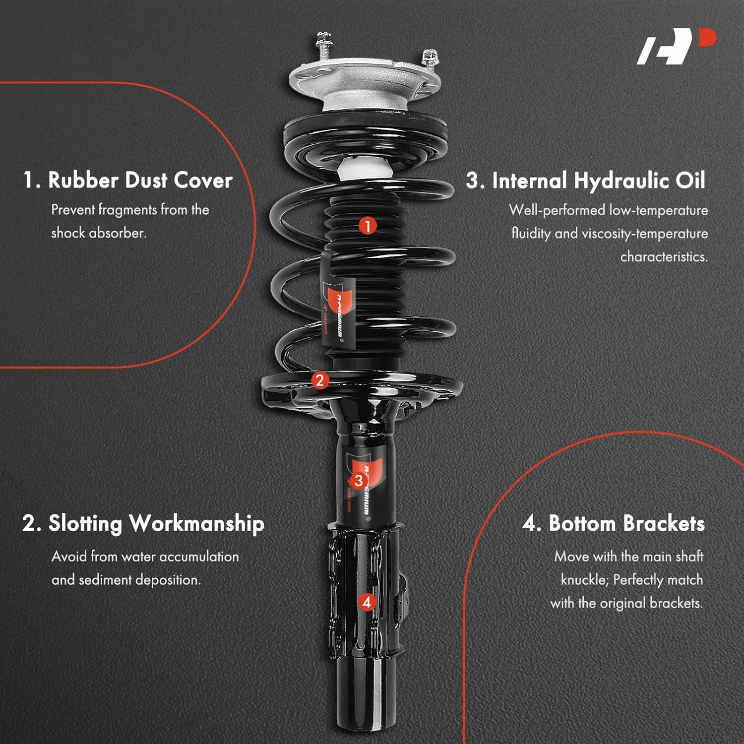 A-Premium Front Complete Struts Compatible with Cadillac ATS [RWD] 2013-2019 - 2x Replacement Suspension Shock Absorber with Coil Spring Assembly