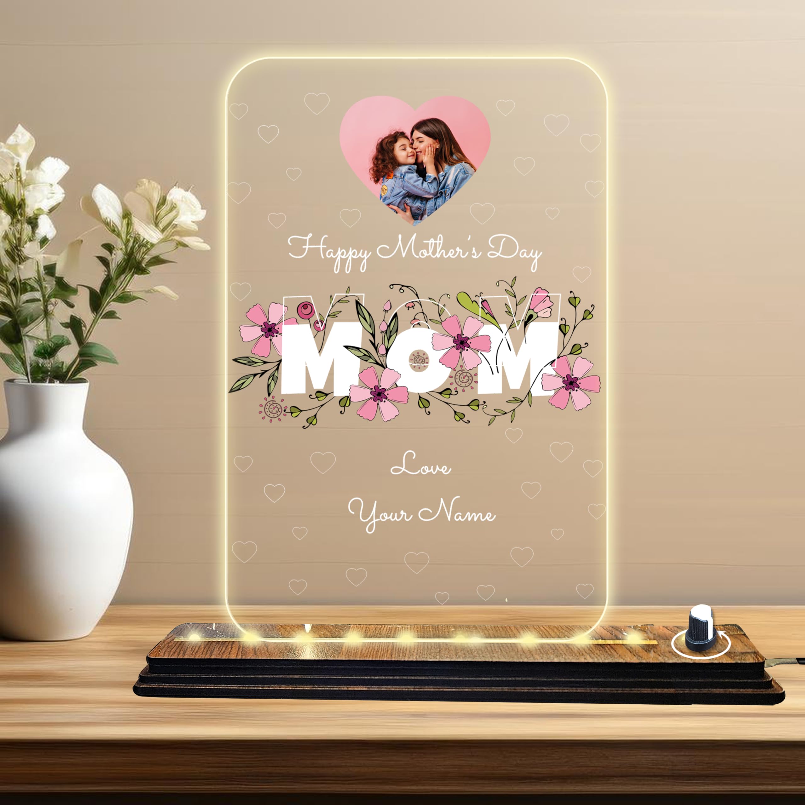Brown Cloud Customised Acrylic Printed Mother's Day LED Table Lamp/Plaque Personalised with Name, Birthday Decoration/Gift For Mother (LED ACRY MD USB LC 001)-image-36