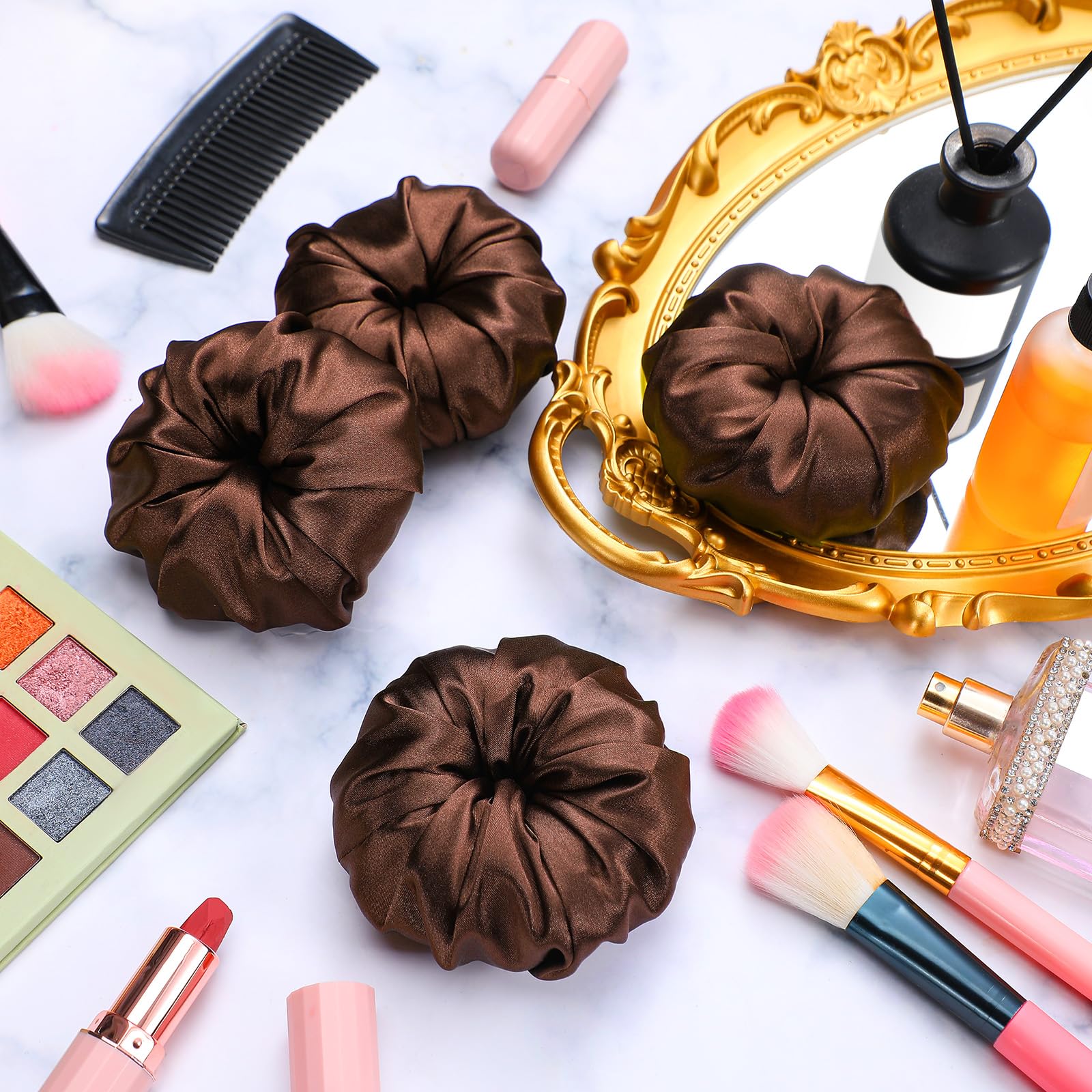 Satin Hair Bun Donut Set, Moisture-Retaining, Professional Updo, 4 Pieces Amazon.com: Yuxung 4 Pcs Satin Hair Bun Donut Satin Hair Bun  main image 3