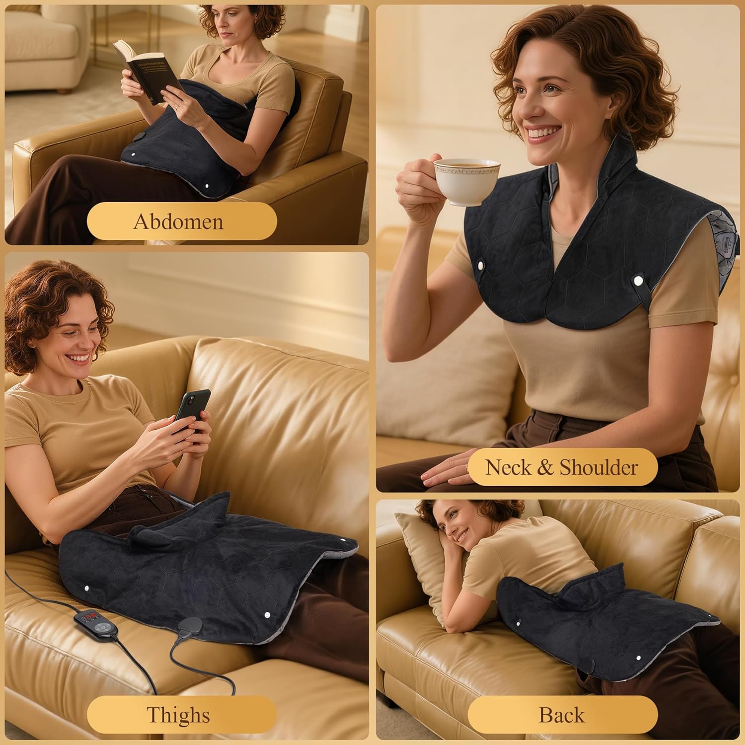 UTK 30s Fast Heating Pad for Neck and Shoulders and Back, 6X Deeper Penetrate, Far Infrared Heated Wrap for Neck and Shoulders Pain Relief, Auto Shut Off, Memory Function, Gifts for Women Men 24"X20"