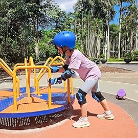 JBM Adult & Kid Skating Protective Gear Set for Beginner to Advanced, Skateboard Helmet Knee and Elbow Pads with Wrist Guards for Inline Roller Skating, Scooter, Skateboarding