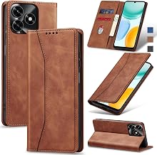 Jasonyu Case for Honor X5C/X5C Plus, PU Leather Wallet Case [Shockproof] [Magnetic] [Card Holder] [Stand Function] Flip Case (Brown)