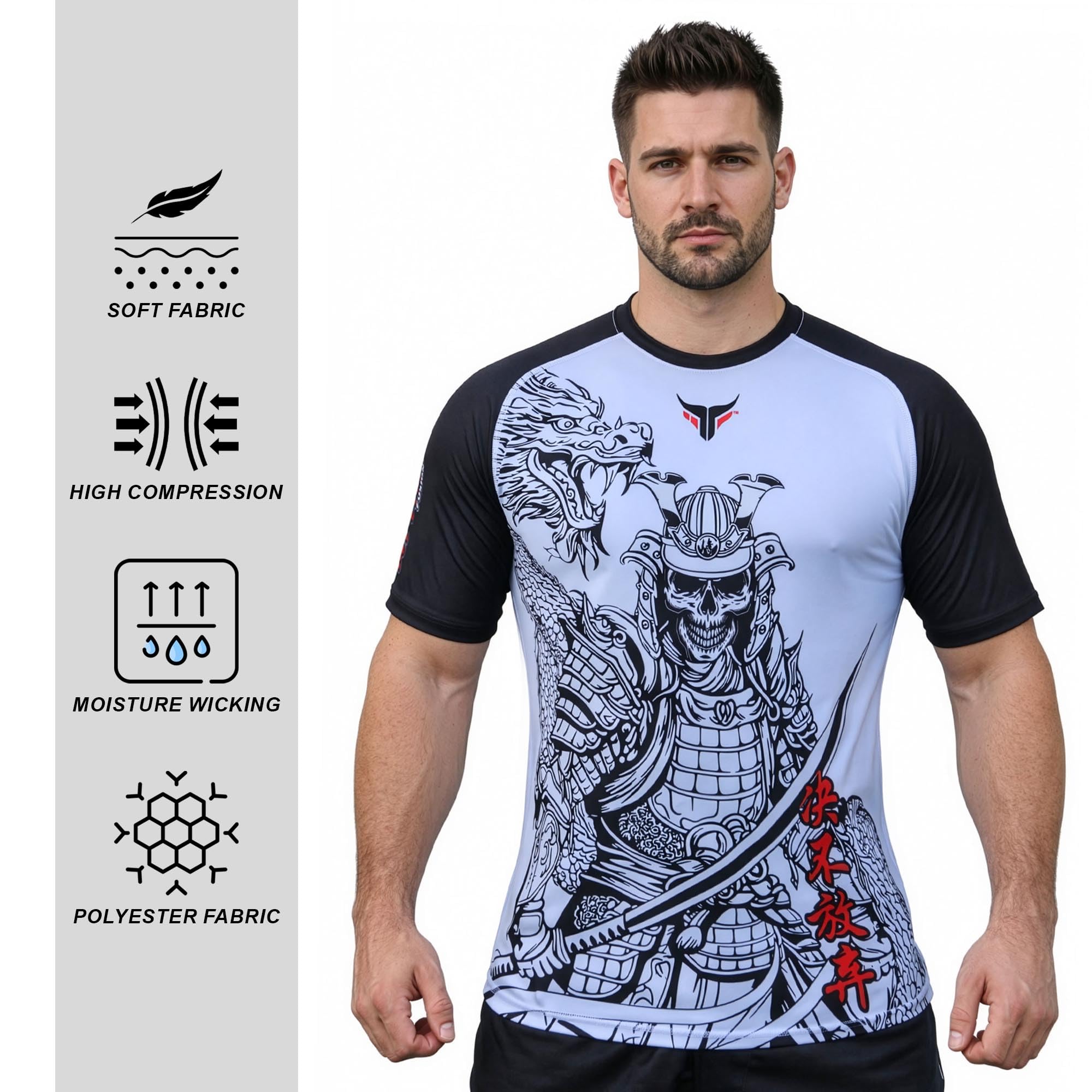 Mytra Fusion Rashguard BJJ Breathable & Ultra Lightweight Maglia Compressione Uomo MMA Rashguard per Palestra, Allenamento, Corsa e Ciclismo