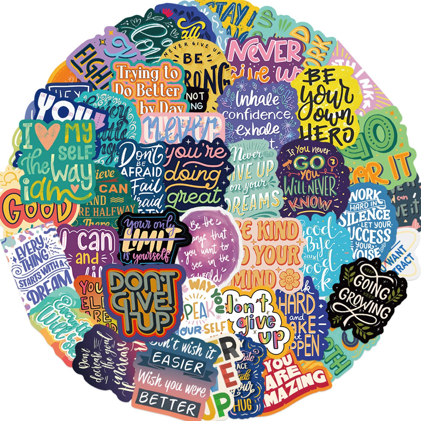 100 PCS Motivational Stickers,Colorful Inspirational English Graffiti Stickers,Waterproof Vinyl Trendy Aesthetic Decals for Luggage,Guitar, Notebook Decals, Laptop Sticker