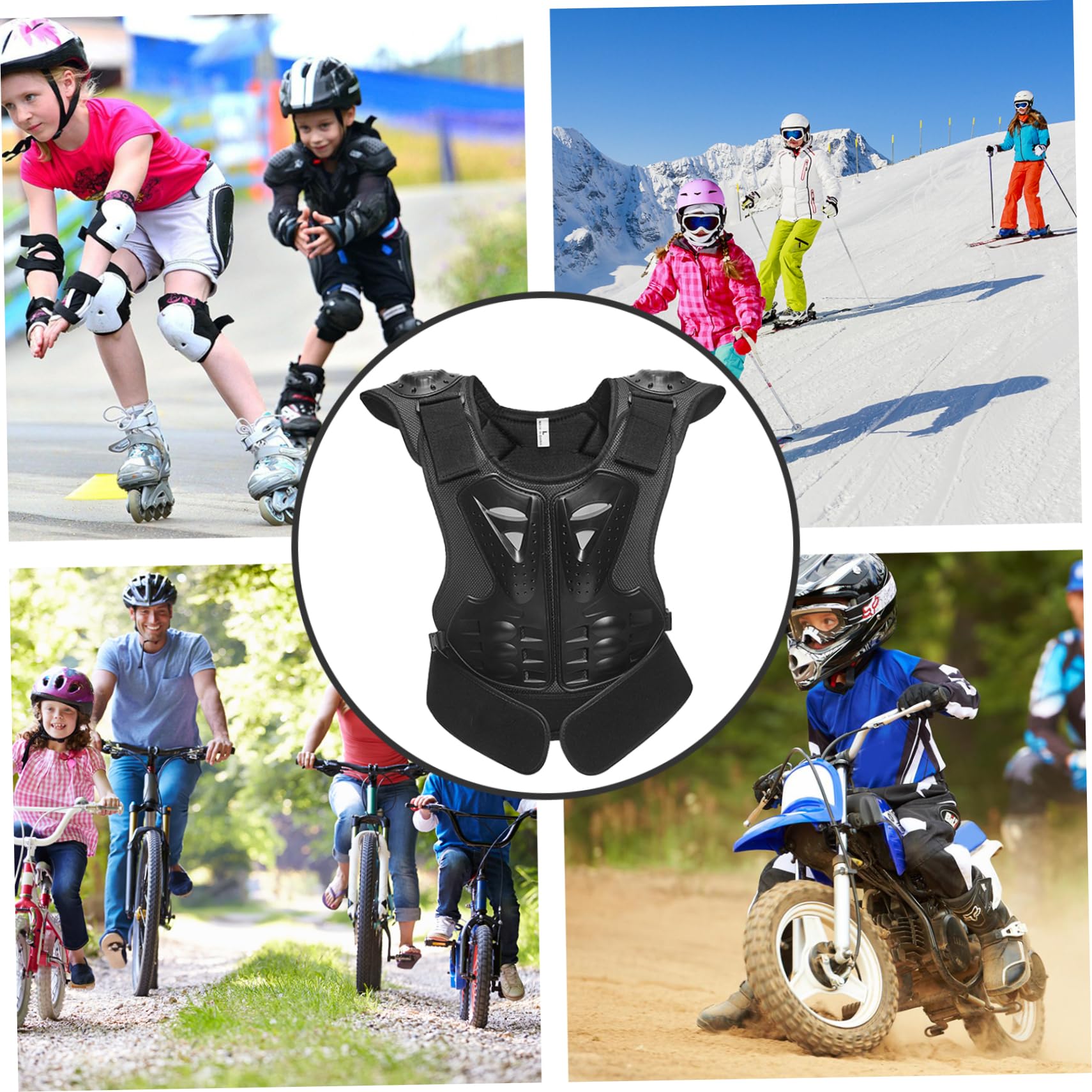 Motorradausrüstung für Kinder 8-12, Anti-Fall-3D-Kinder-Reitausrüstung, reflektierende Körperpanzerweste, verstellbare Kinder Brustschutz für Radsport Ski-Skateboarding m